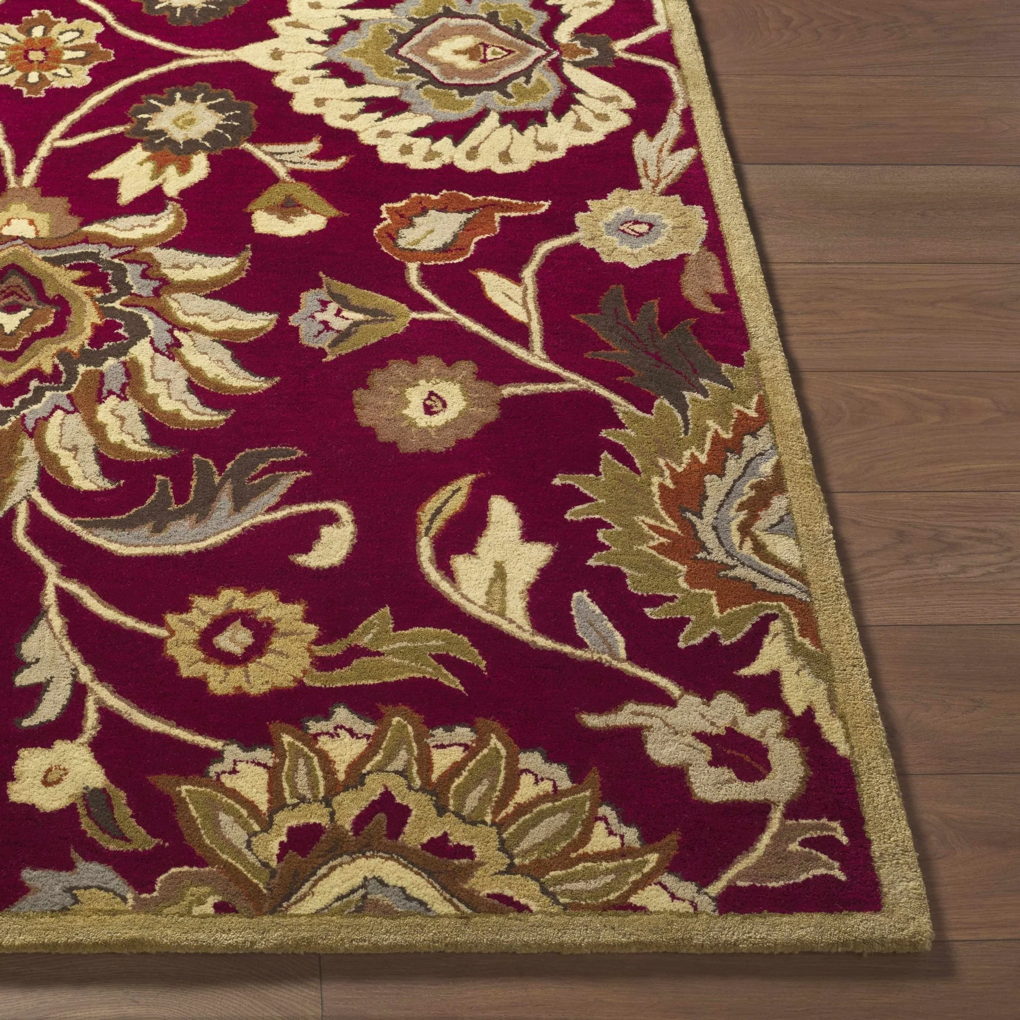 Traditional Style Maroon And Beige Hand Tufted Wool Rug - Image 15