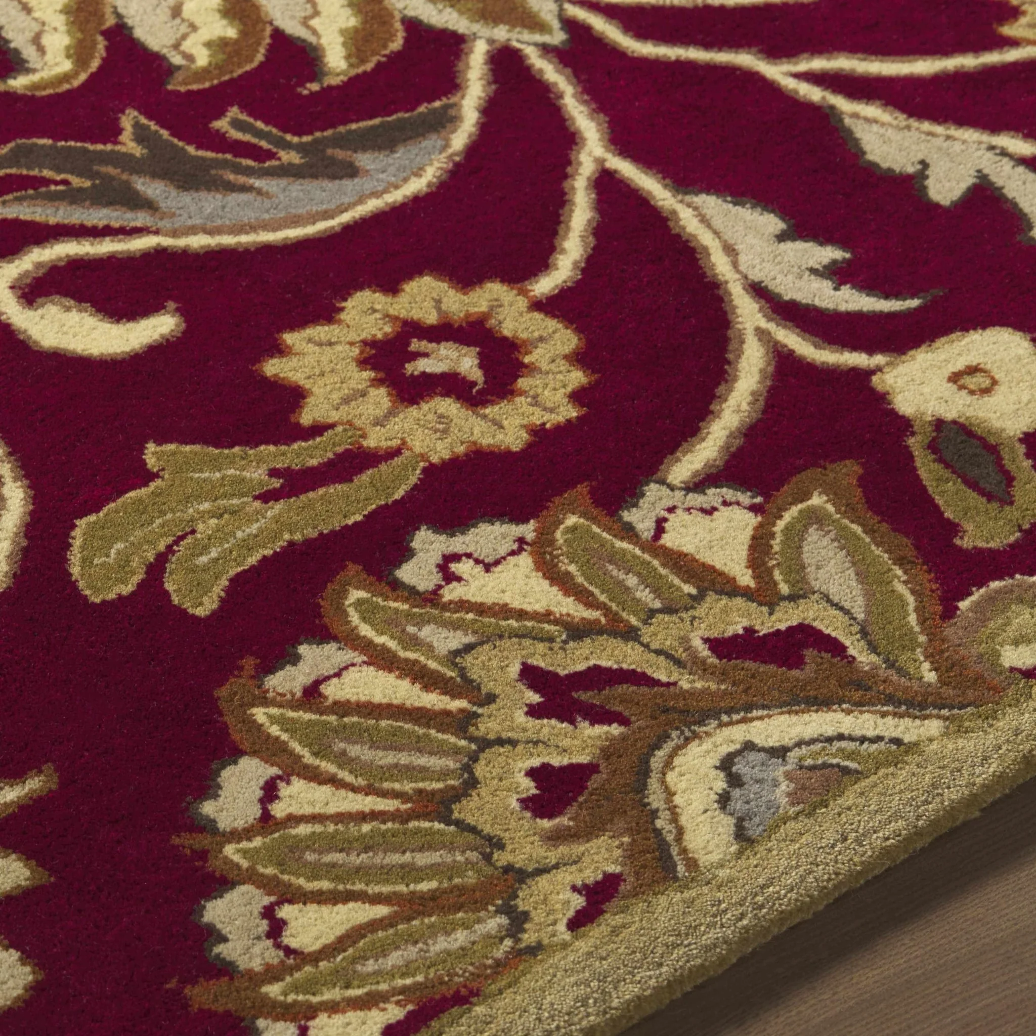 Traditional Style Maroon And Beige Hand Tufted Wool Rug - Image 17