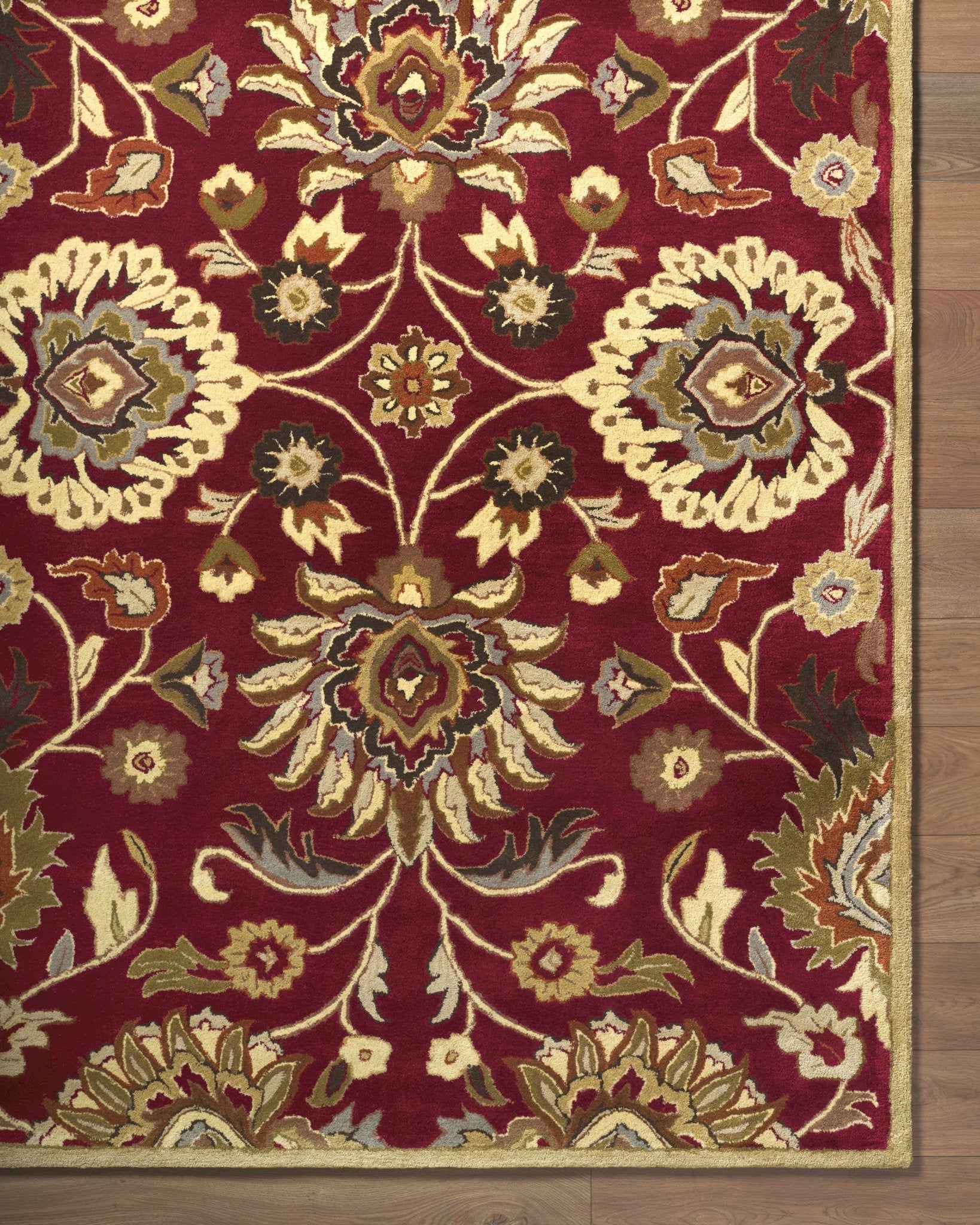 Traditional Style Maroon And Beige Hand Tufted Wool Rug - Image 18