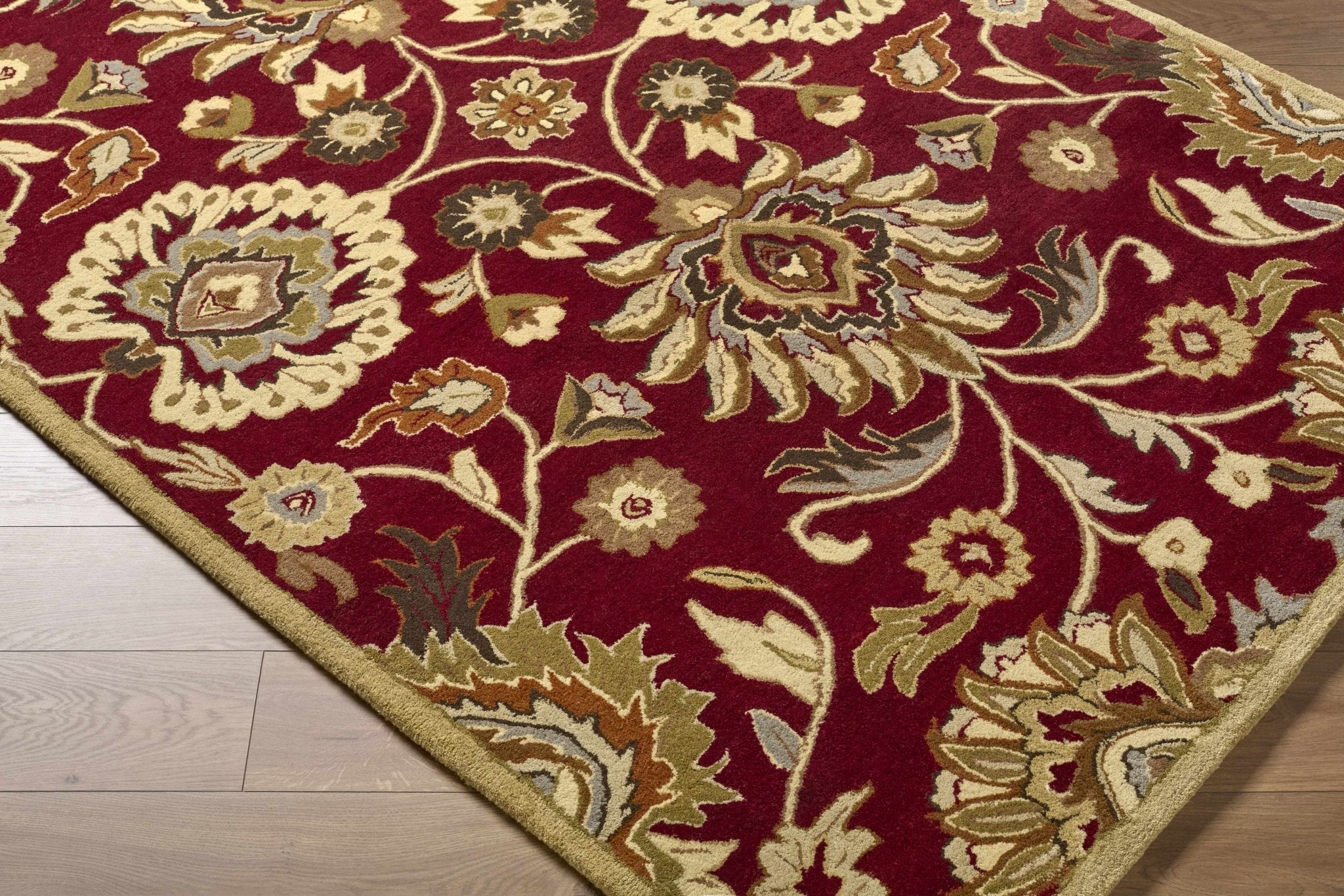 Traditional Style Maroon And Beige Hand Tufted Wool Rug - Image 19
