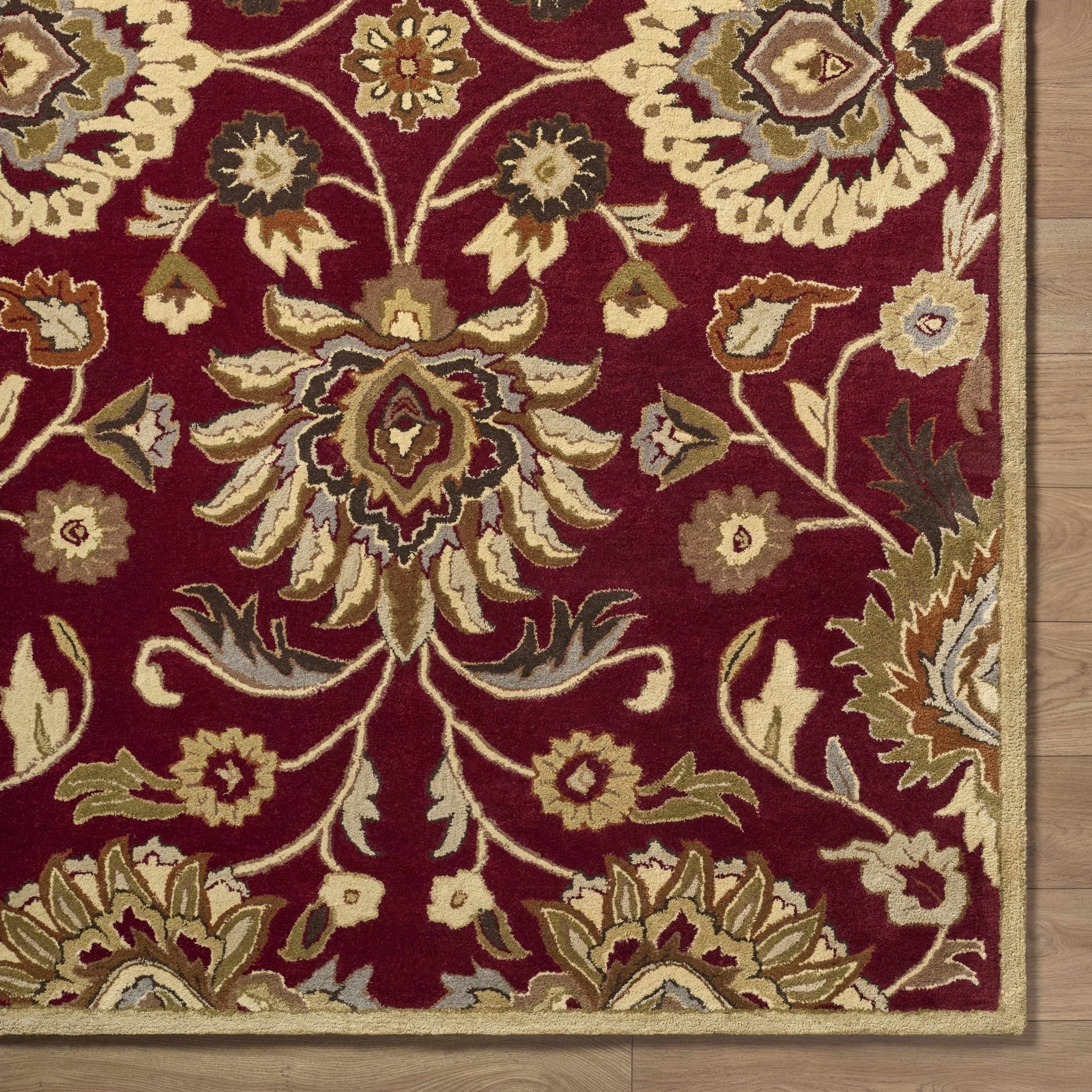 Traditional Style Maroon And Beige Hand Tufted Wool Rug - Image 20