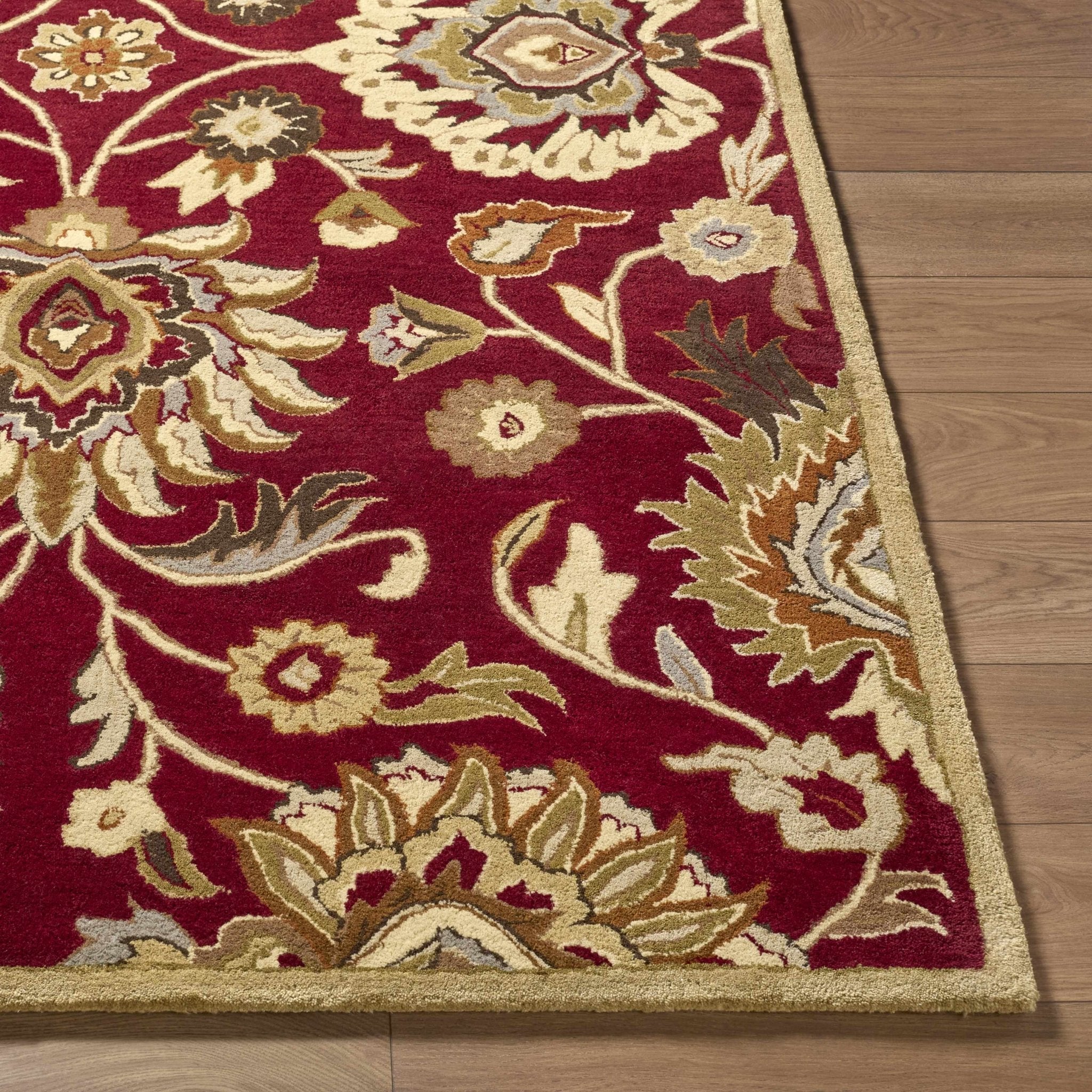 Traditional Style Maroon And Beige Hand Tufted Wool Rug - Image 22