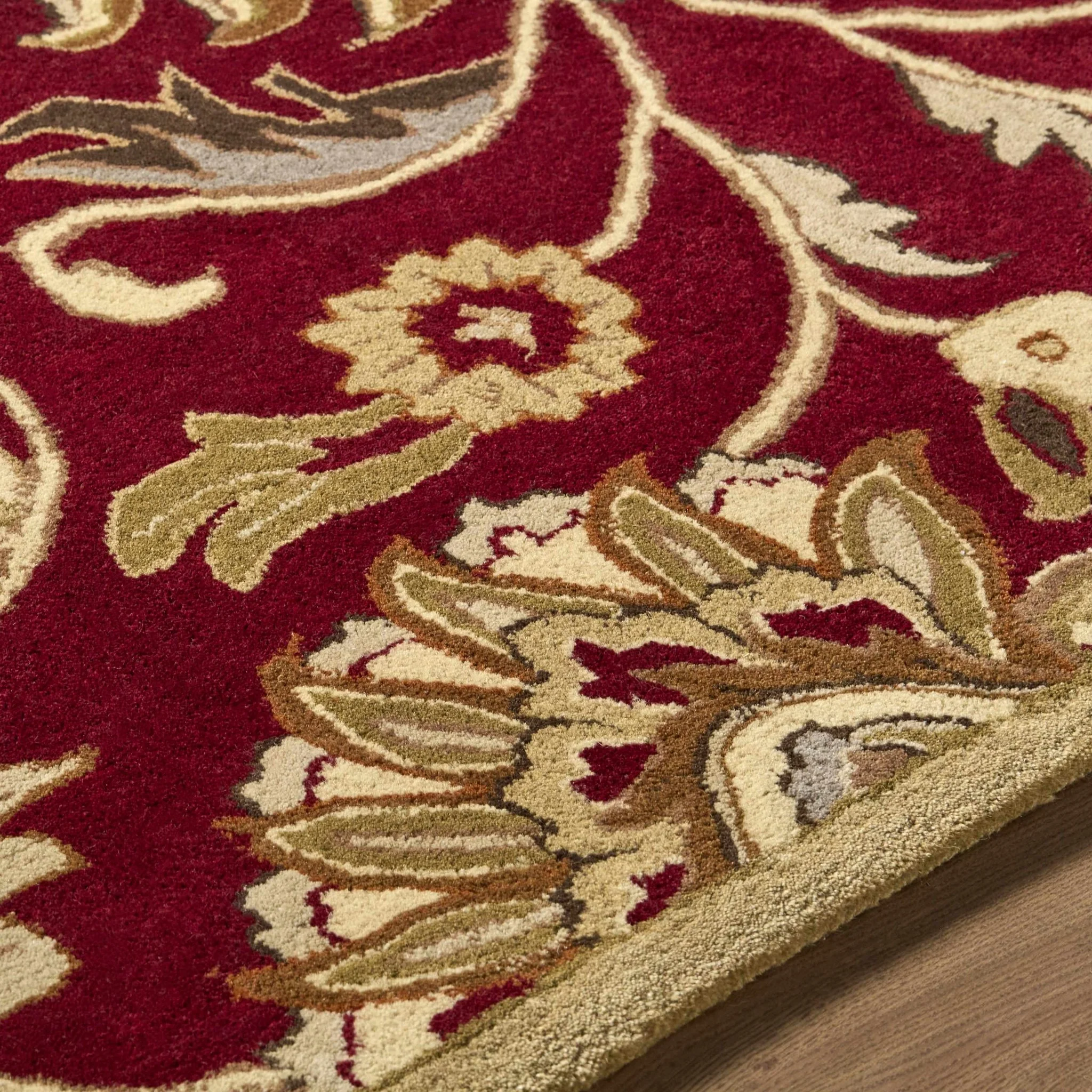Traditional Style Maroon And Beige Hand Tufted Wool Rug - Image 23