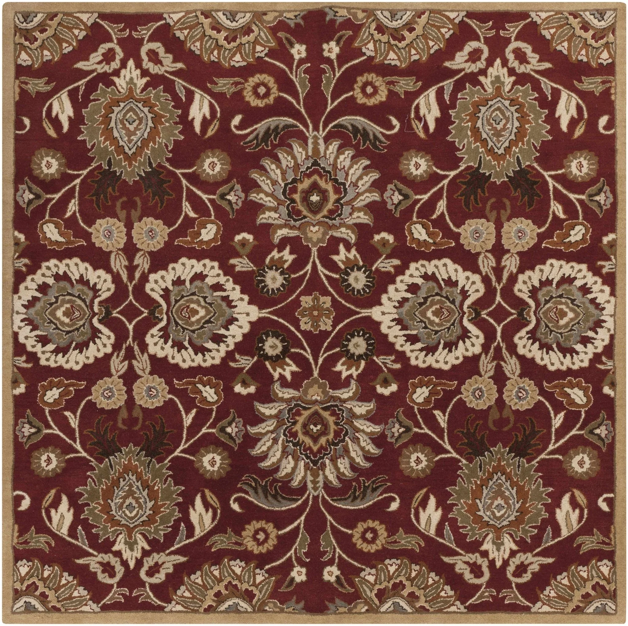 Traditional Style Maroon And Beige Hand Tufted Wool Rug - Image 6
