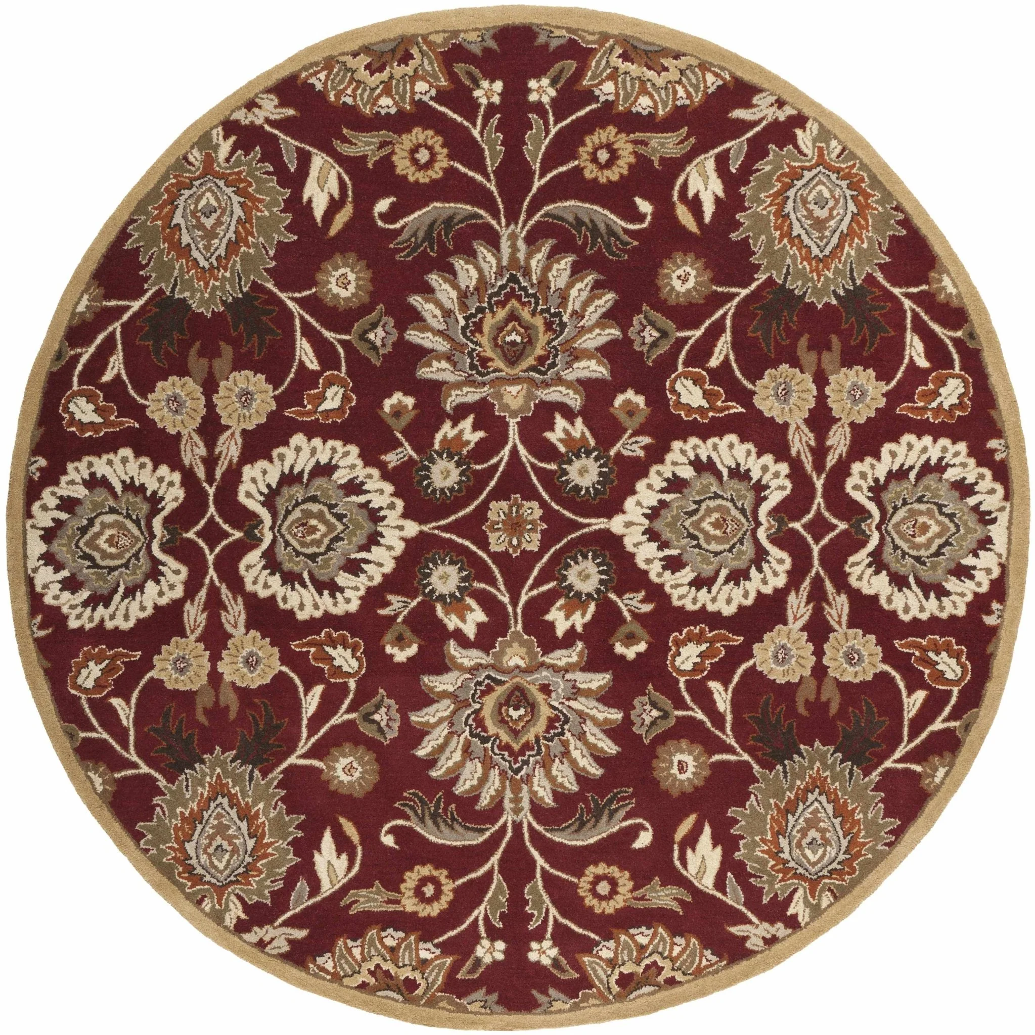 Traditional Style Maroon And Beige Hand Tufted Wool Rug - Image 7