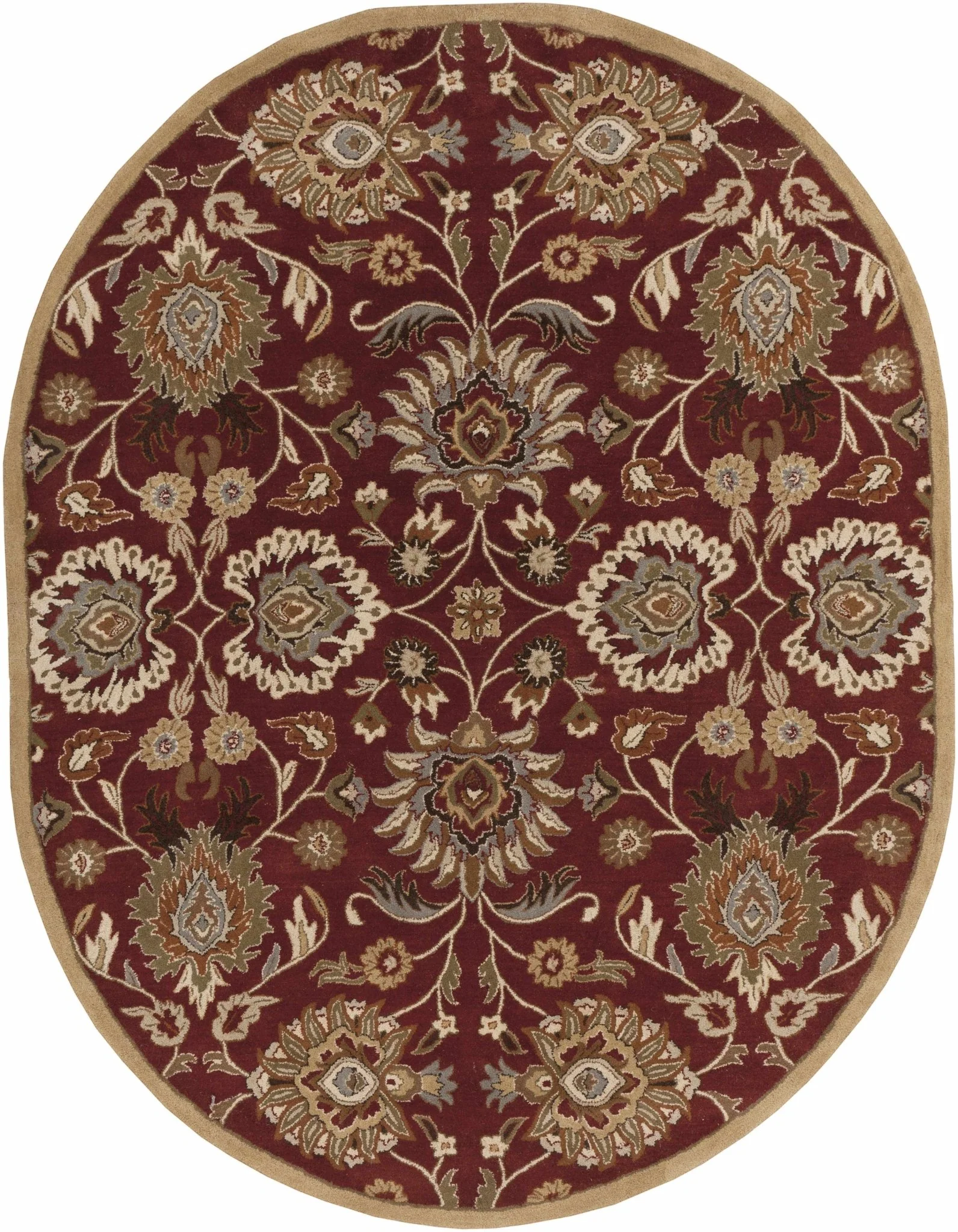 Traditional Style Maroon And Beige Hand Tufted Wool Rug - Image 8