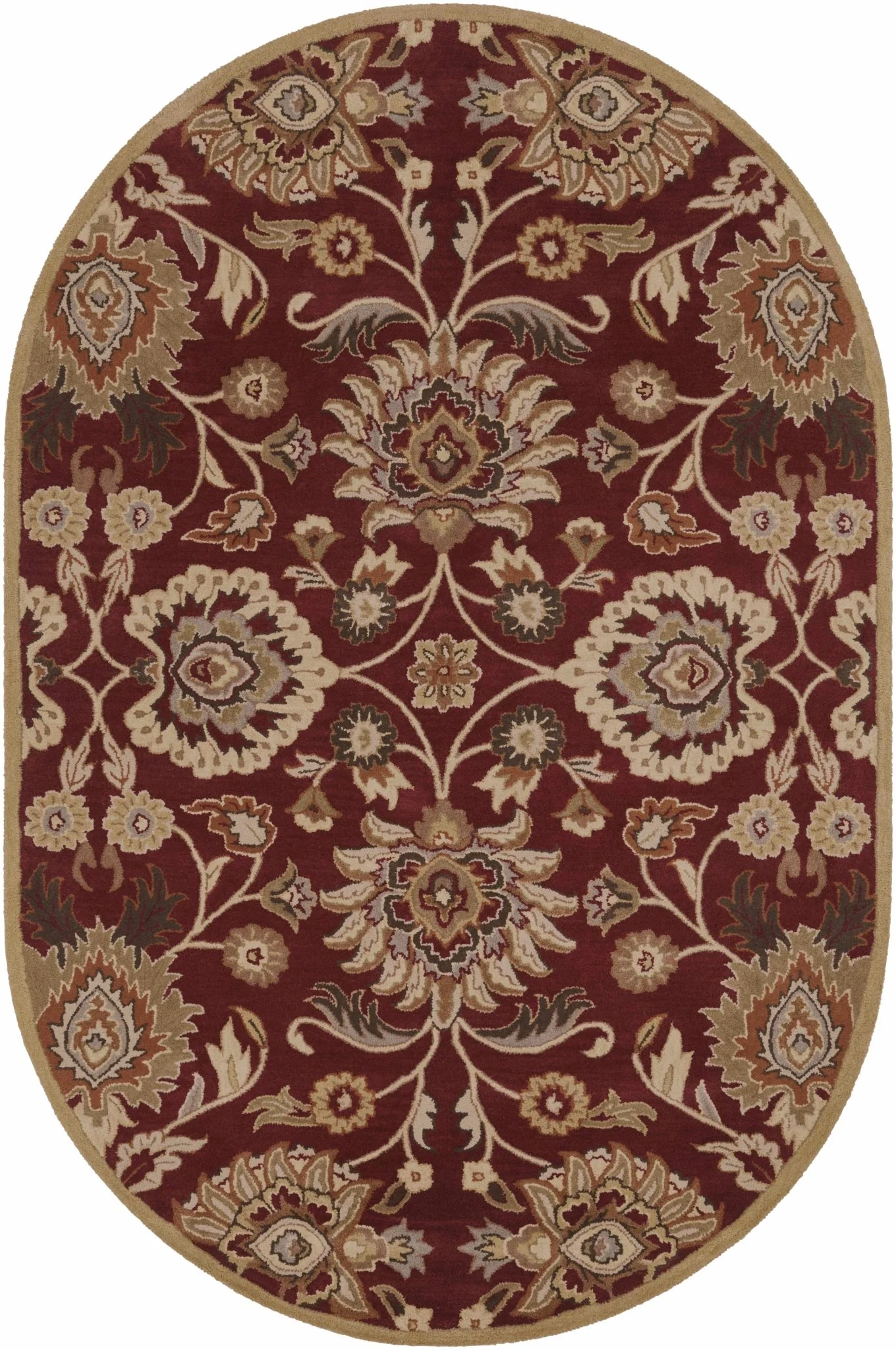 Traditional Style Maroon And Beige Hand Tufted Wool Rug - Image 9