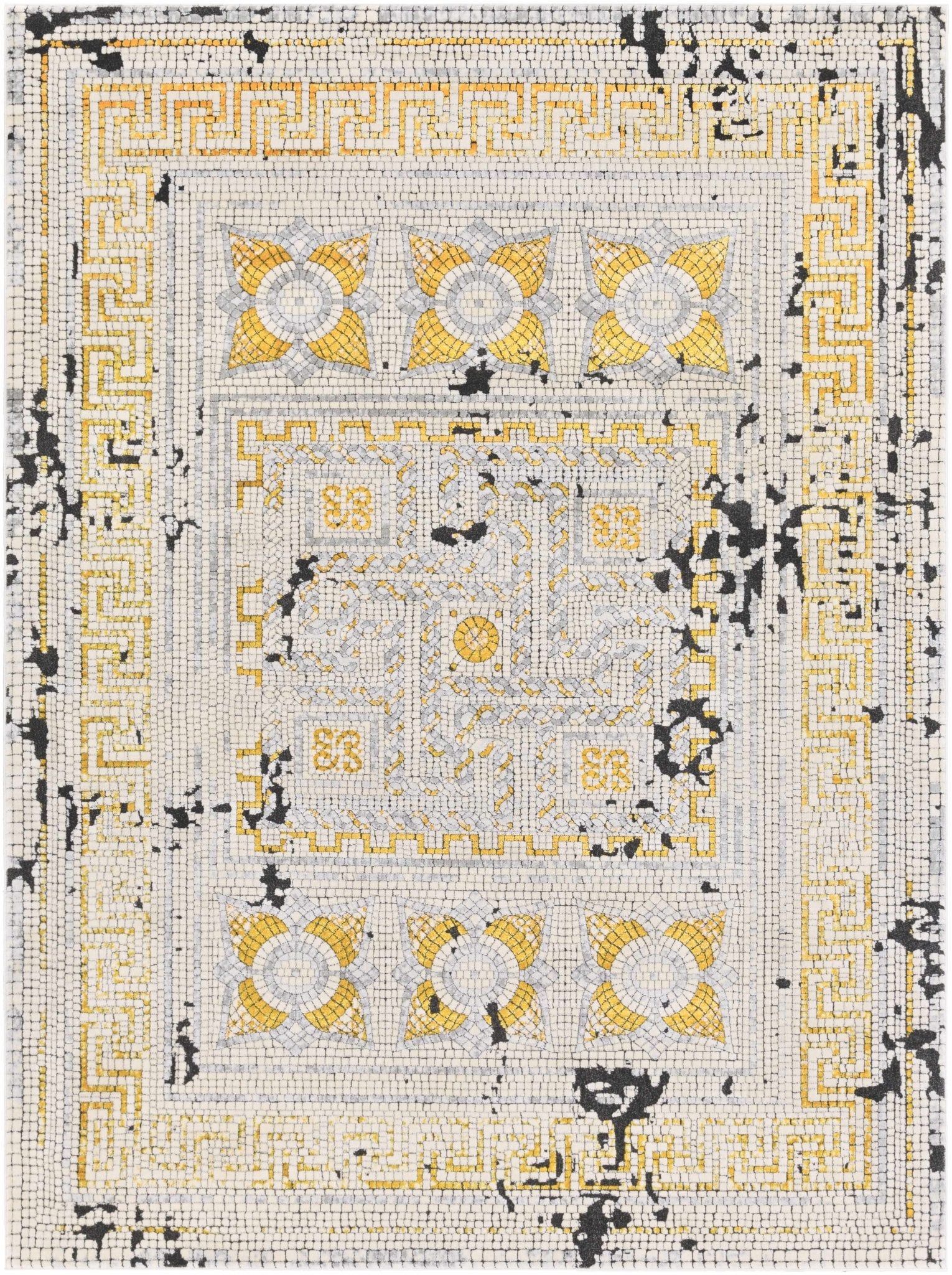 Traditional Style Silver And Mustard Area Rug - Image 2