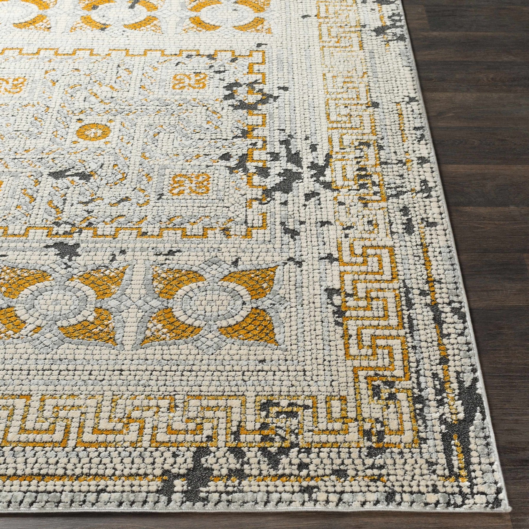 Traditional Style Silver And Mustard Area Rug - Image 4