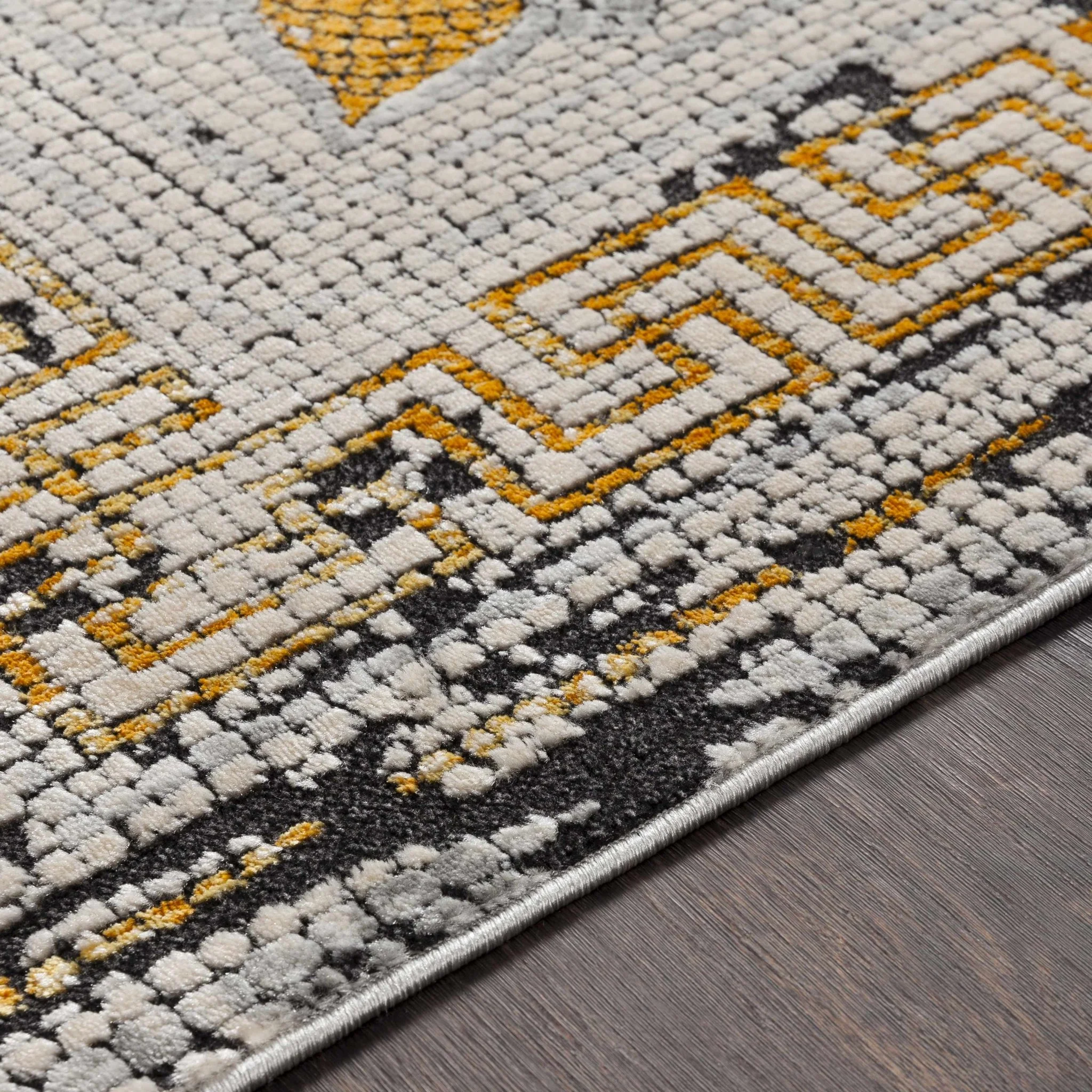 Traditional Style Silver And Mustard Area Rug - Image 8