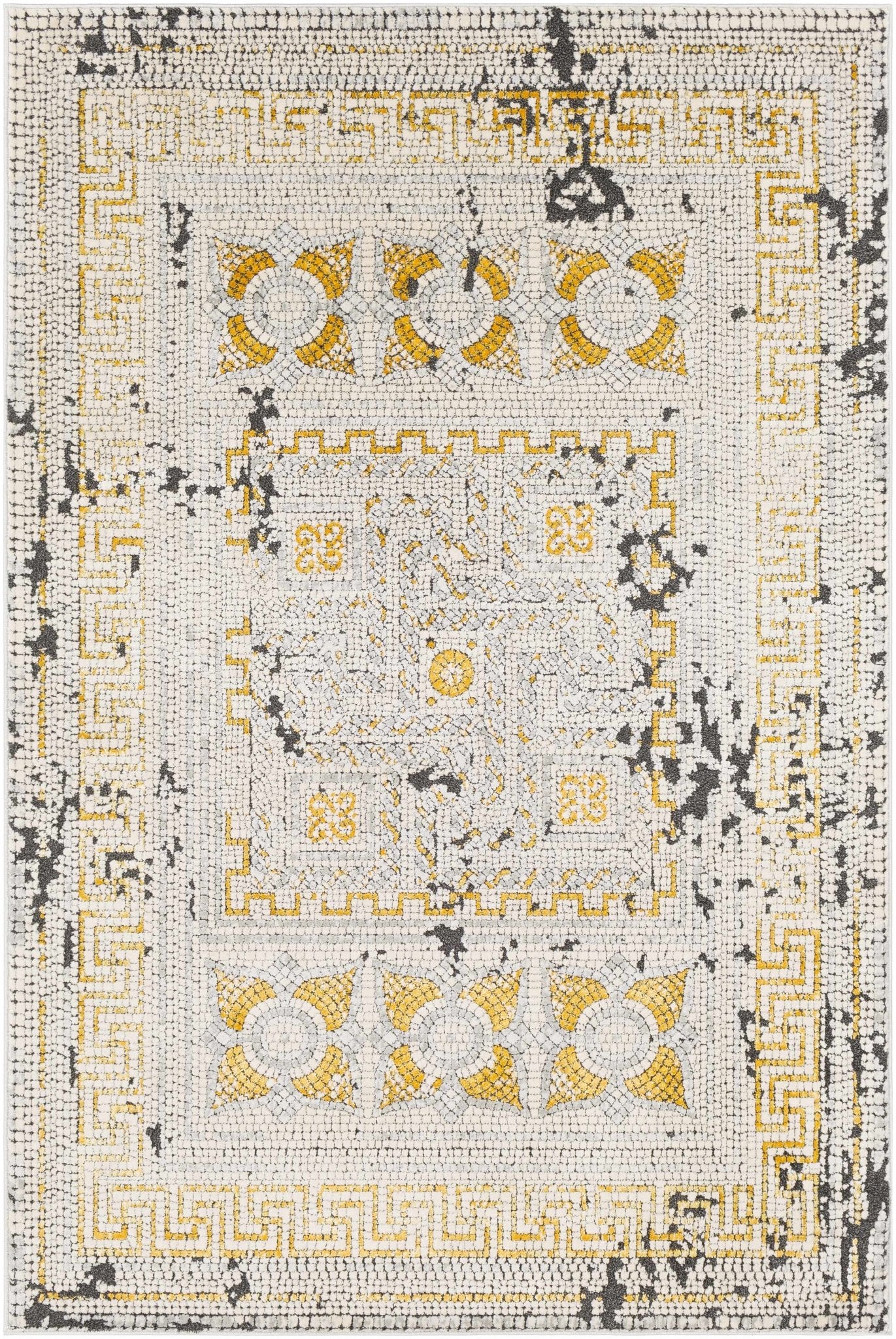 Traditional Style Silver And Mustard Area Rug - Image 9