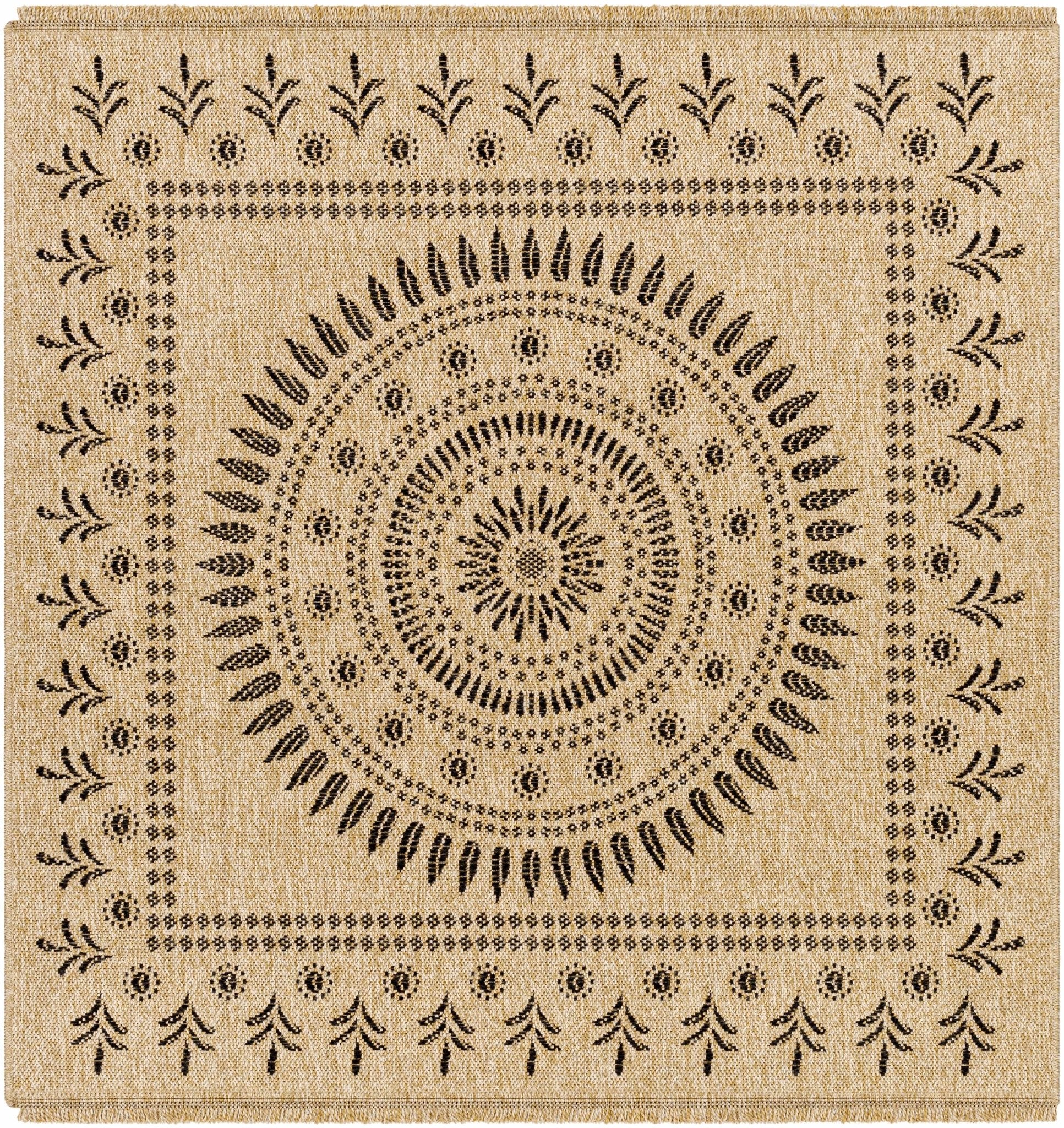 Traditional Style Tan Round Faux Jute Rug - Image 3