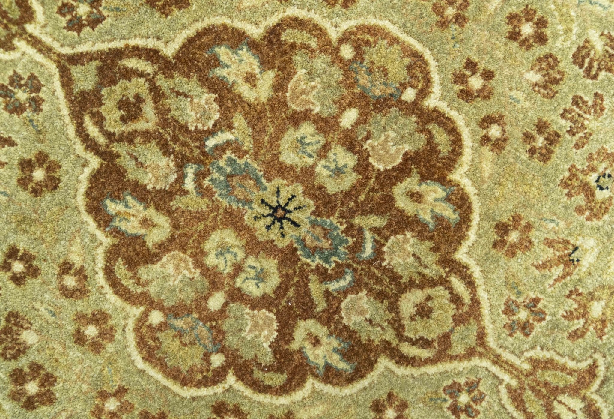 Fine Antique Knotted Traditional Tabriz Brown And Beige Wool Area Rug - Image 8