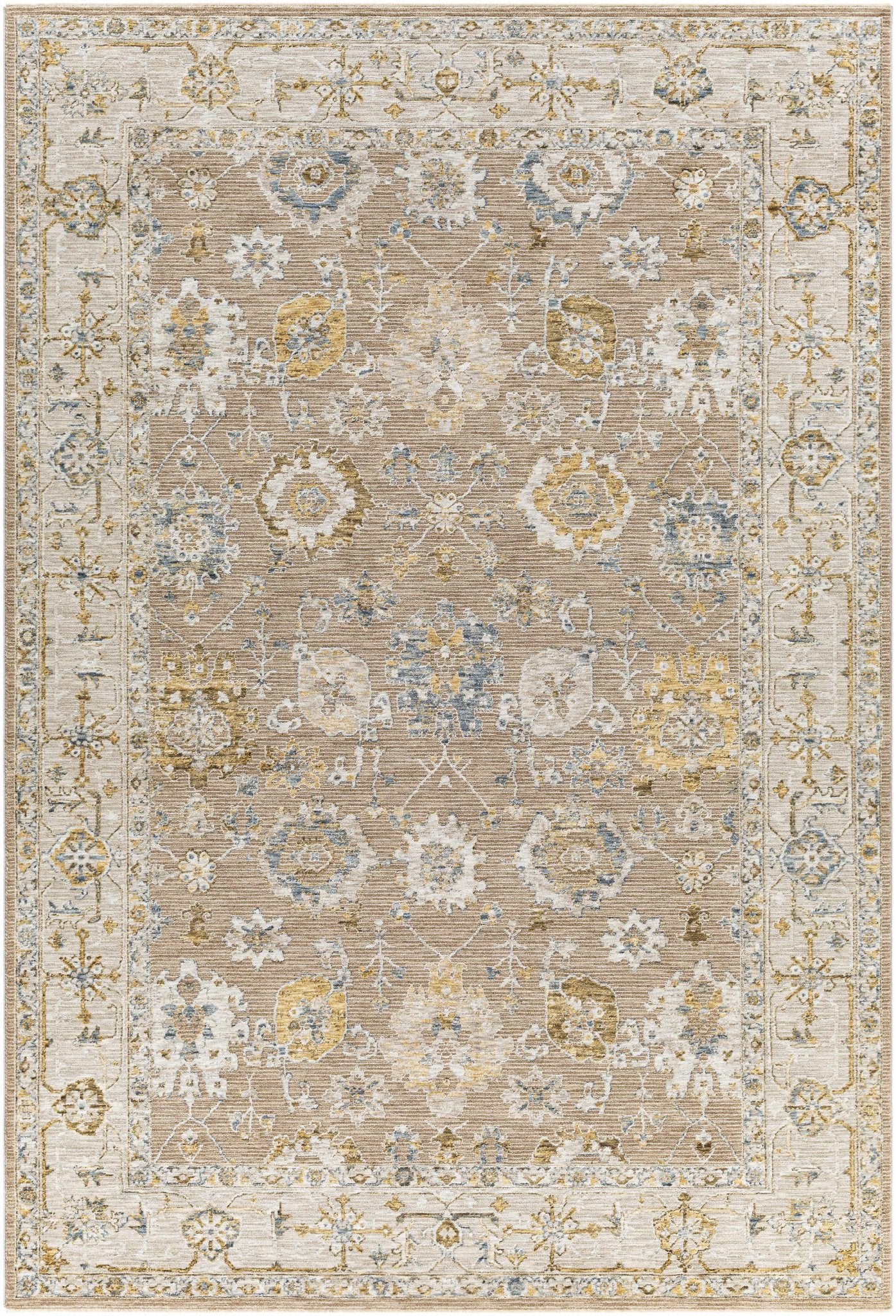 Traditional Tan And Gray Machine Woven Indoor & Outdoor Rug - Image 10