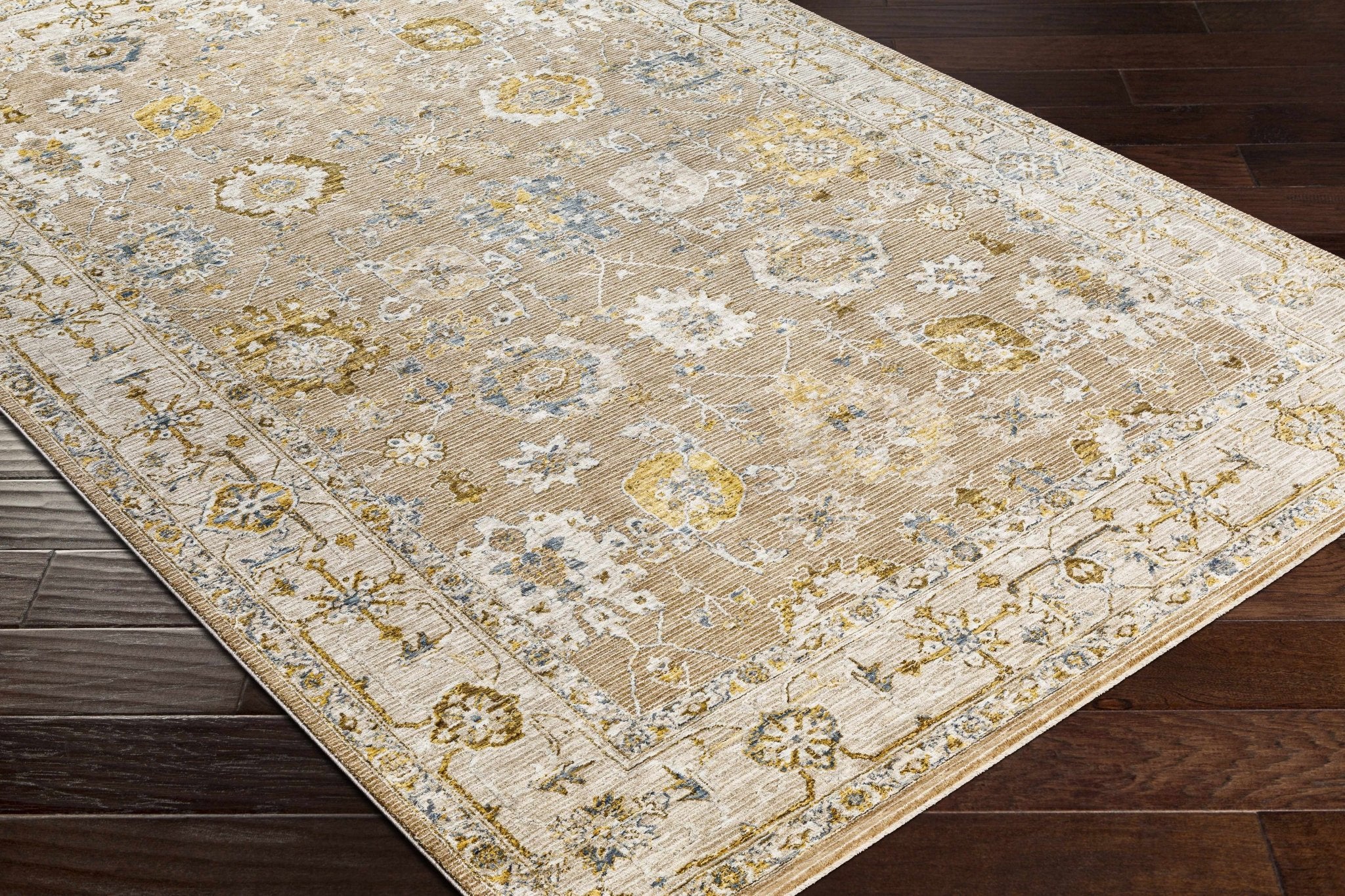 Traditional Tan And Gray Machine Woven Indoor & Outdoor Rug - Image 15
