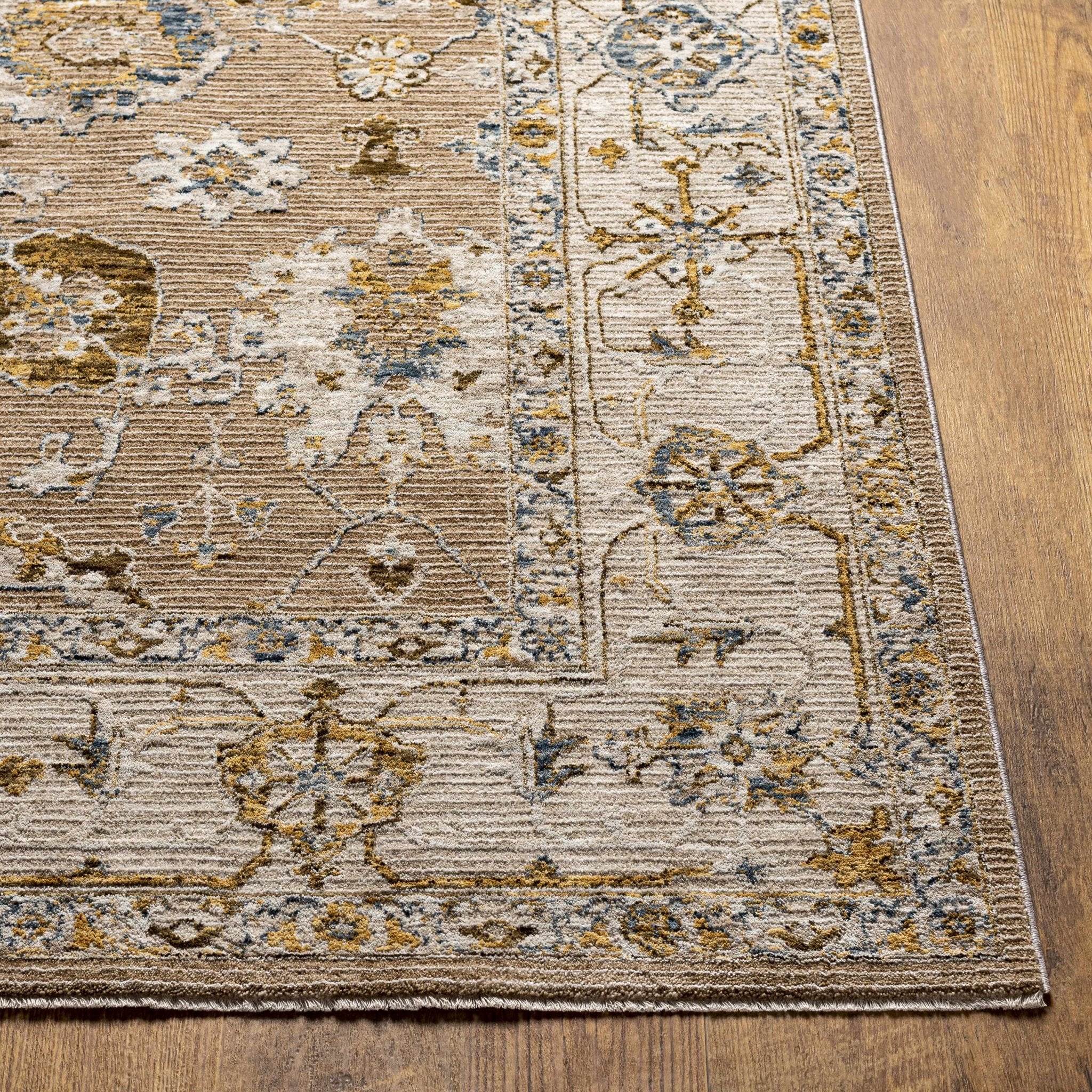 Traditional Tan And Gray Machine Woven Indoor & Outdoor Rug - Image 9