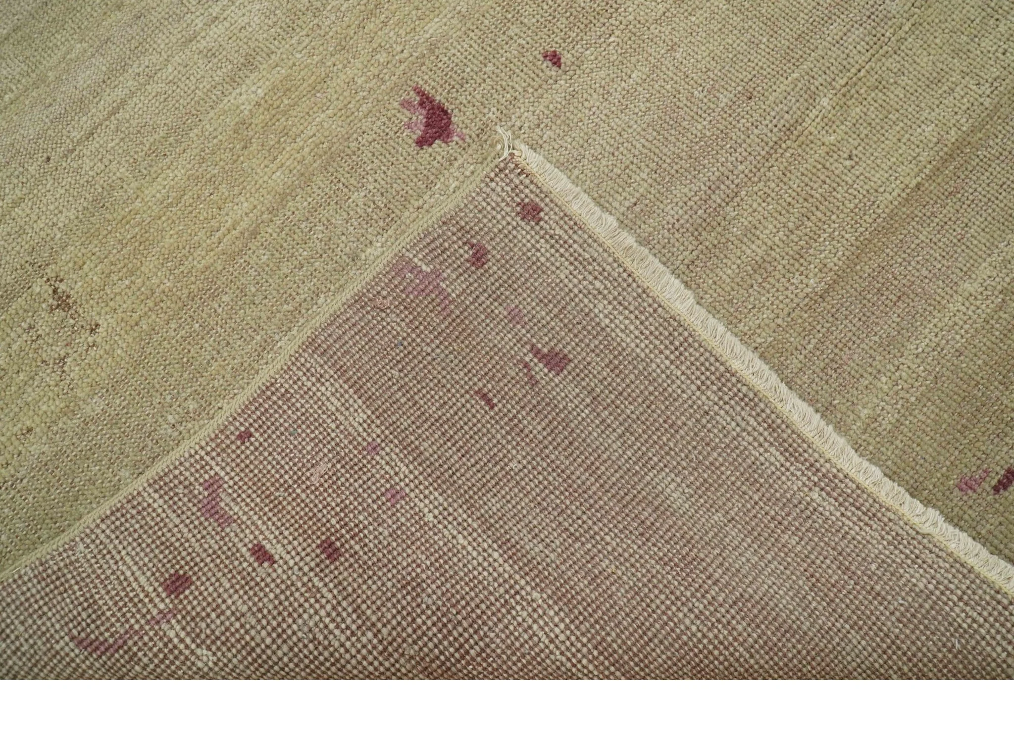 Traditional Transitional Beige And Pink Hand knotted Wool Area Rug - Image 3