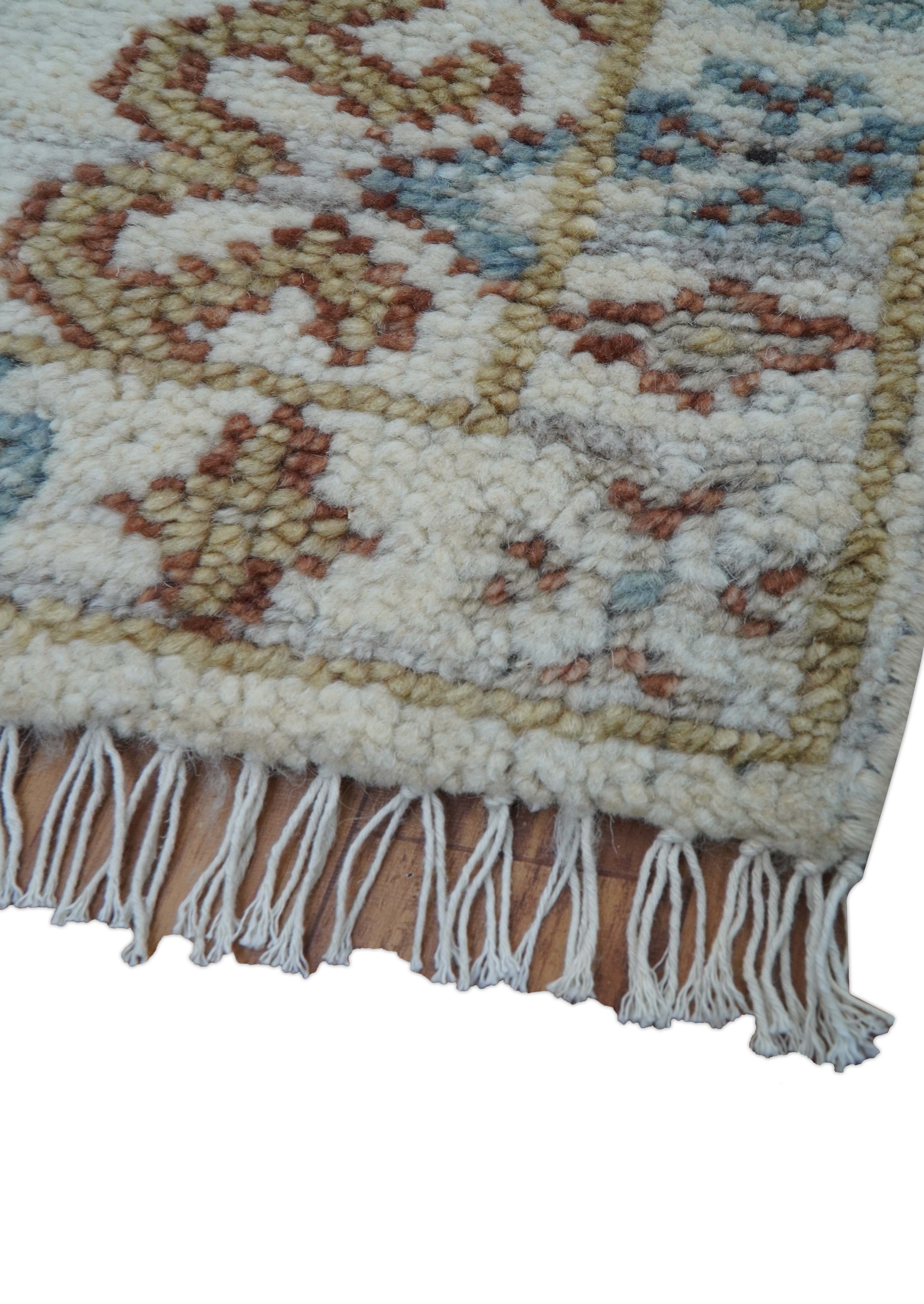 Traditional Design Ivory Hand knotted 2x3 Wool Area Rug - Image 4