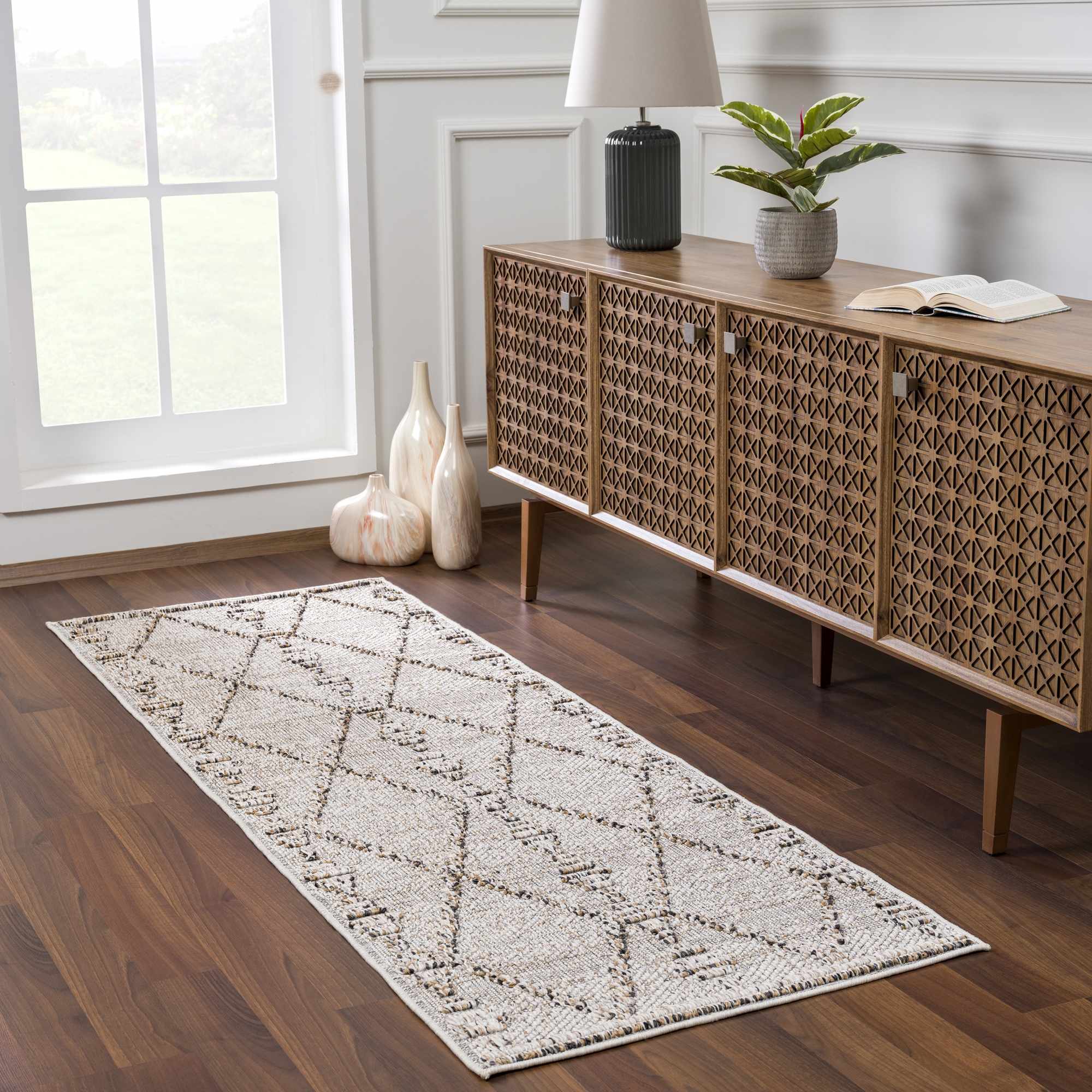 Traditional Tribal Design Beige Medium Pile Outdoor Area Rug - Image 6
