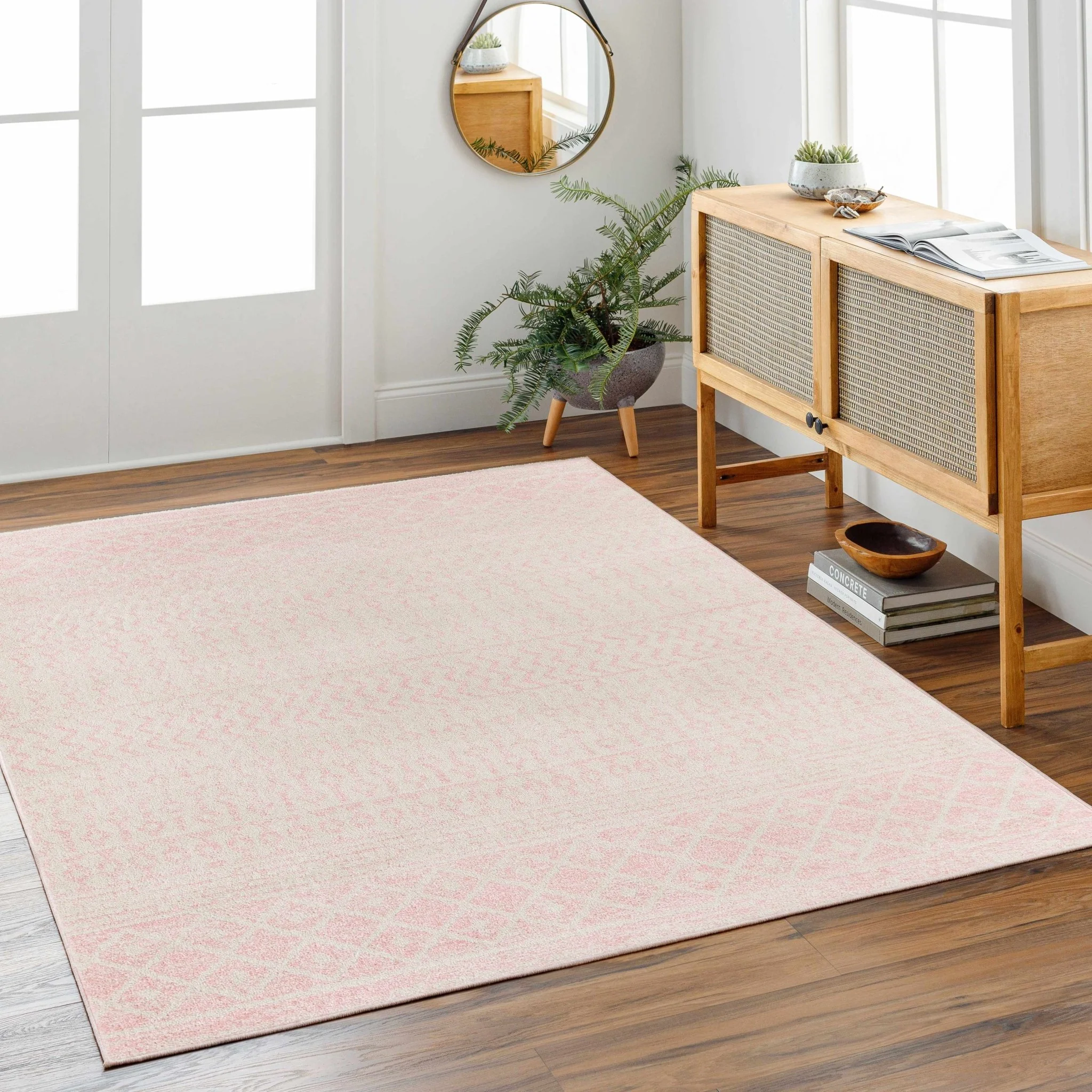 Contemporary Mondern look Ivory and Peach area rug - Image 10