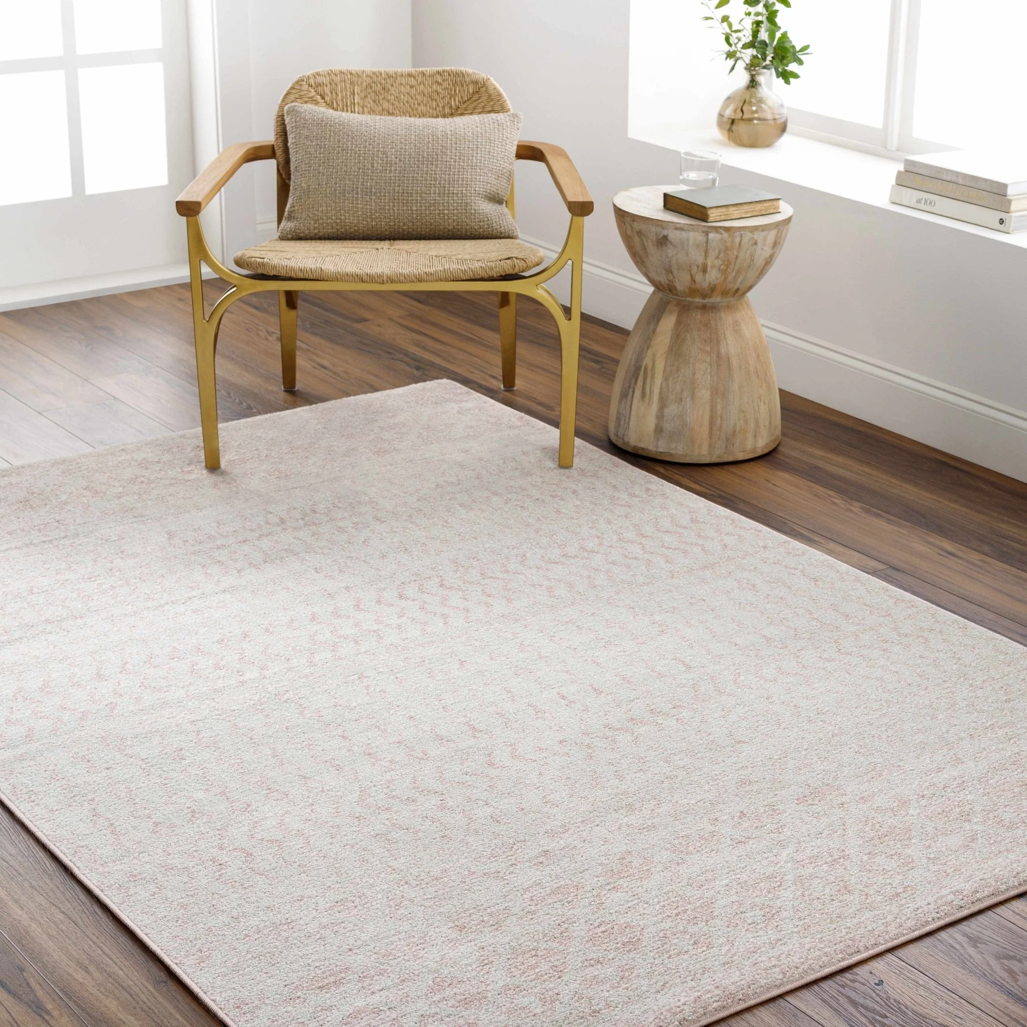 Contemporary Mondern look Ivory and Peach area rug - Image 11