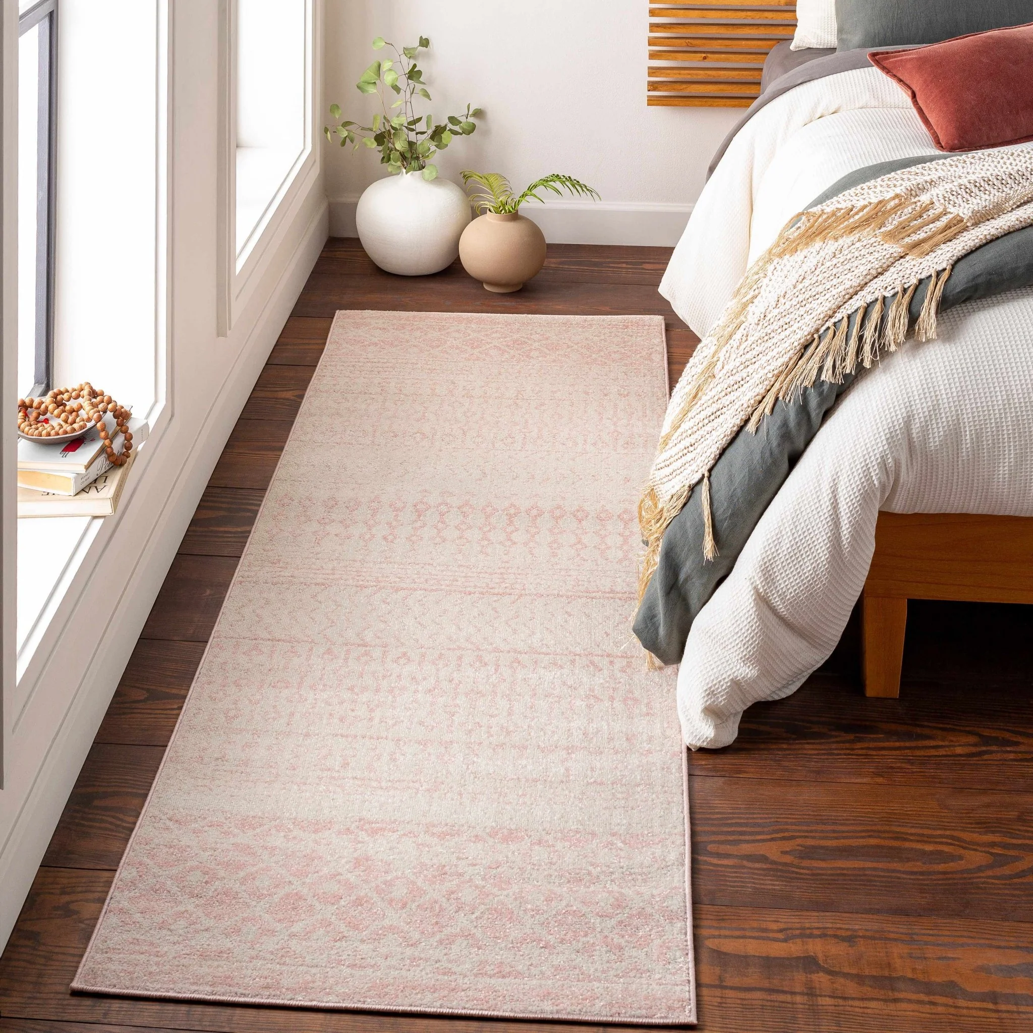 Contemporary Mondern look Ivory and Peach area rug - Image 2