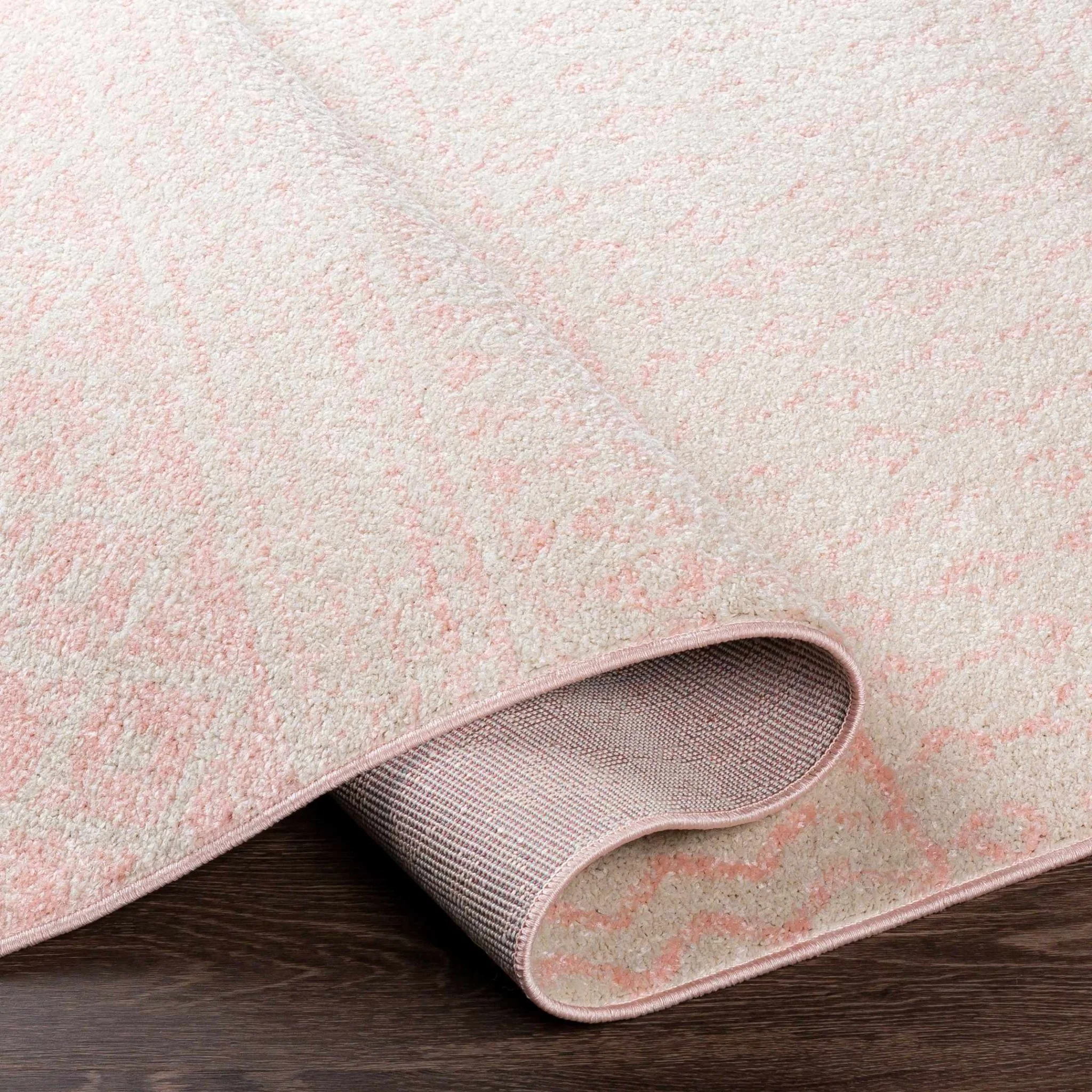 Contemporary Mondern look Ivory and Peach area rug - Image 5
