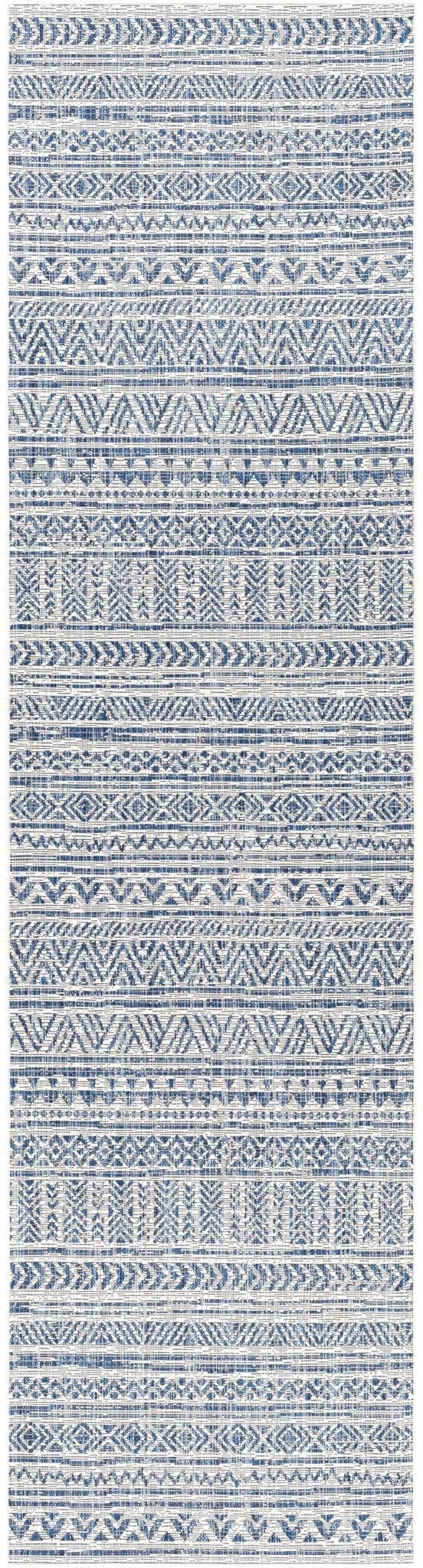Traditional Tribal look Ivory and Blue Indoor and Outdoor Area Rug - Image 11