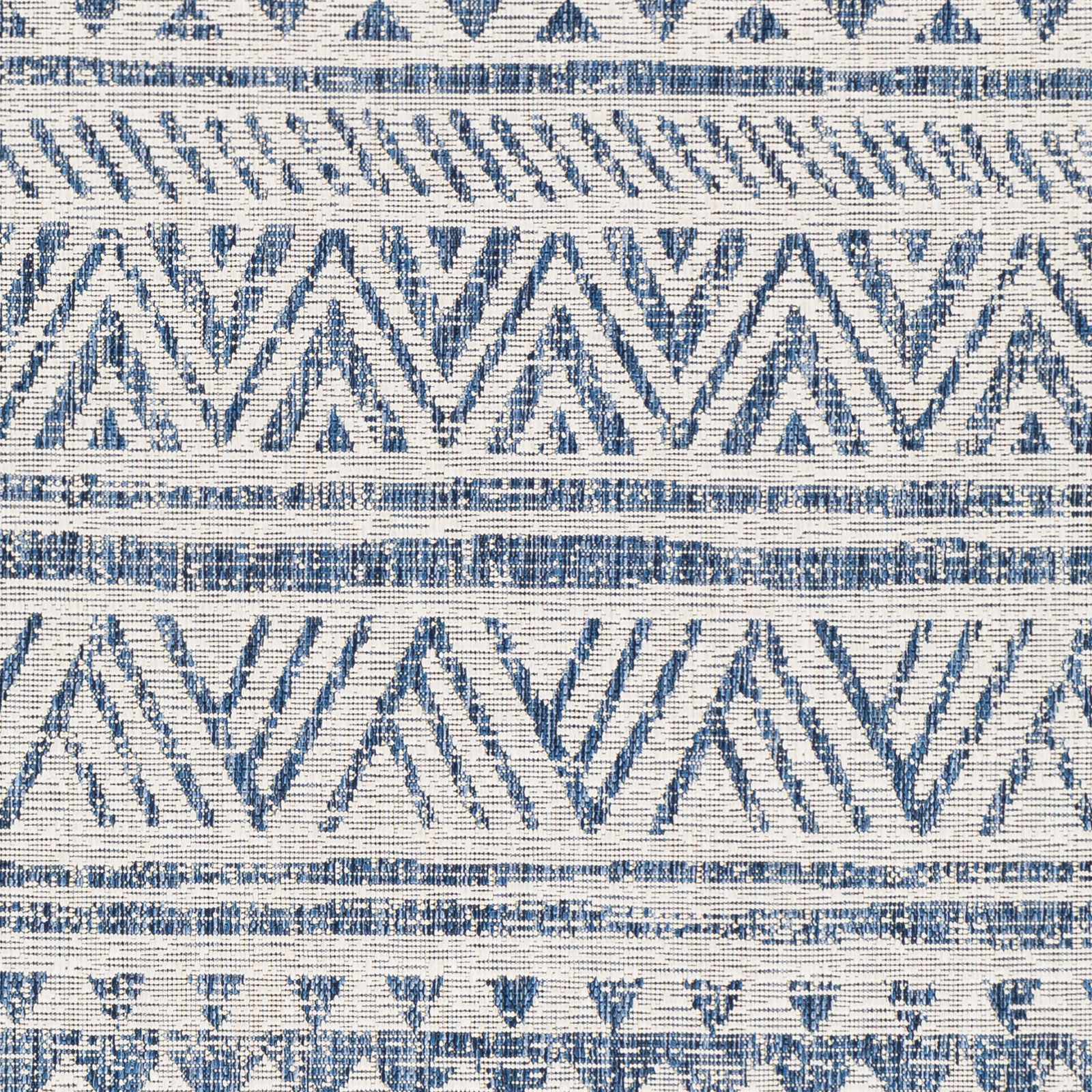 Traditional Tribal look Ivory and Blue Indoor and Outdoor Area Rug - Image 3