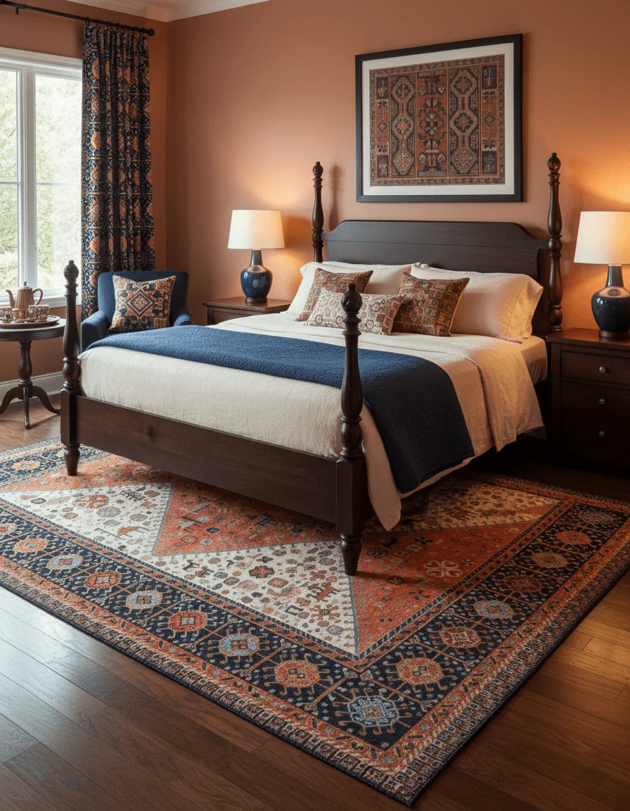 Traditional Tribal Rust And Ivory 8x11 Hand Knotted wool Area Rug - Image 2