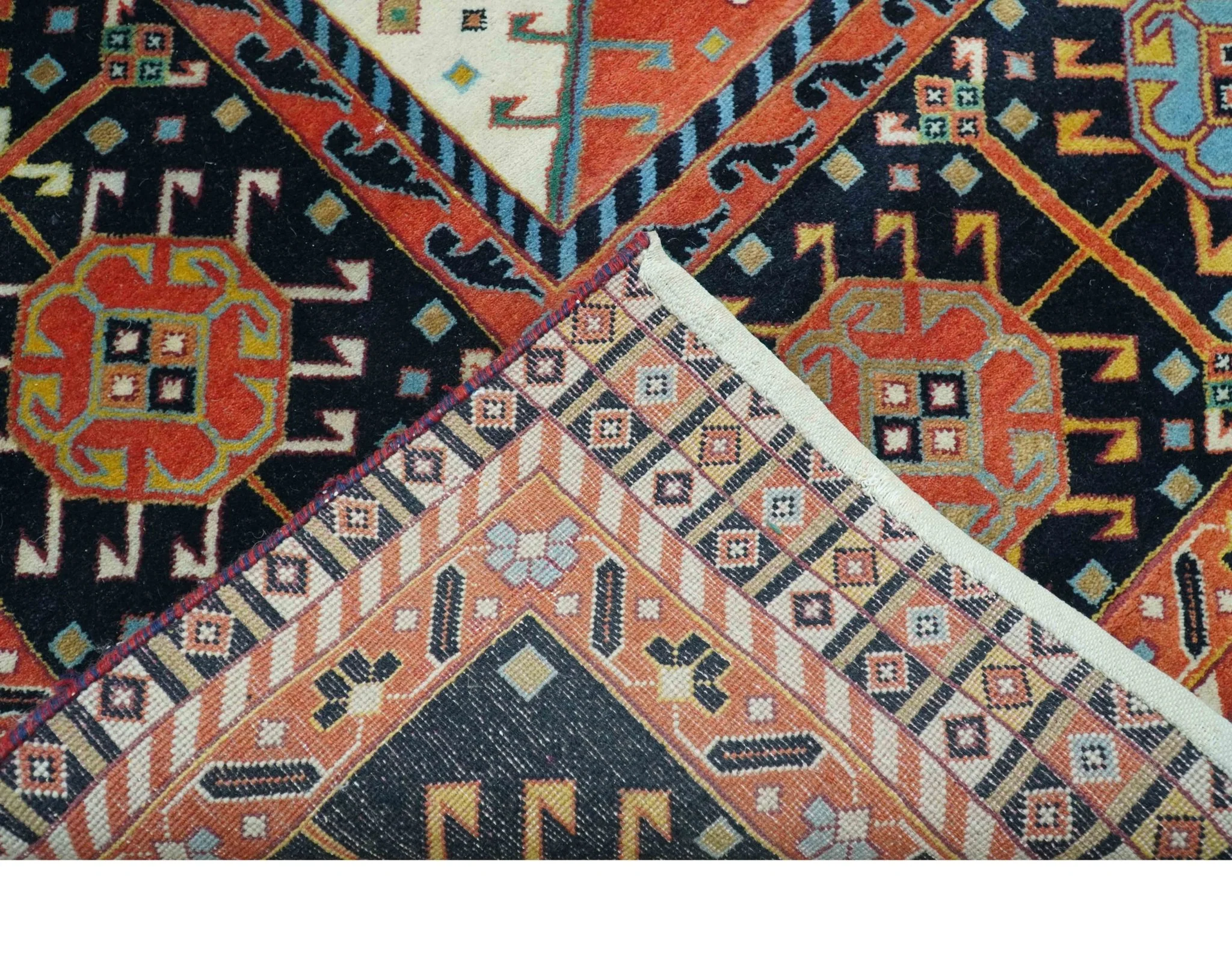 Traditional Tribal Rust And Ivory 8x11 Hand Knotted wool Area Rug - Image 4