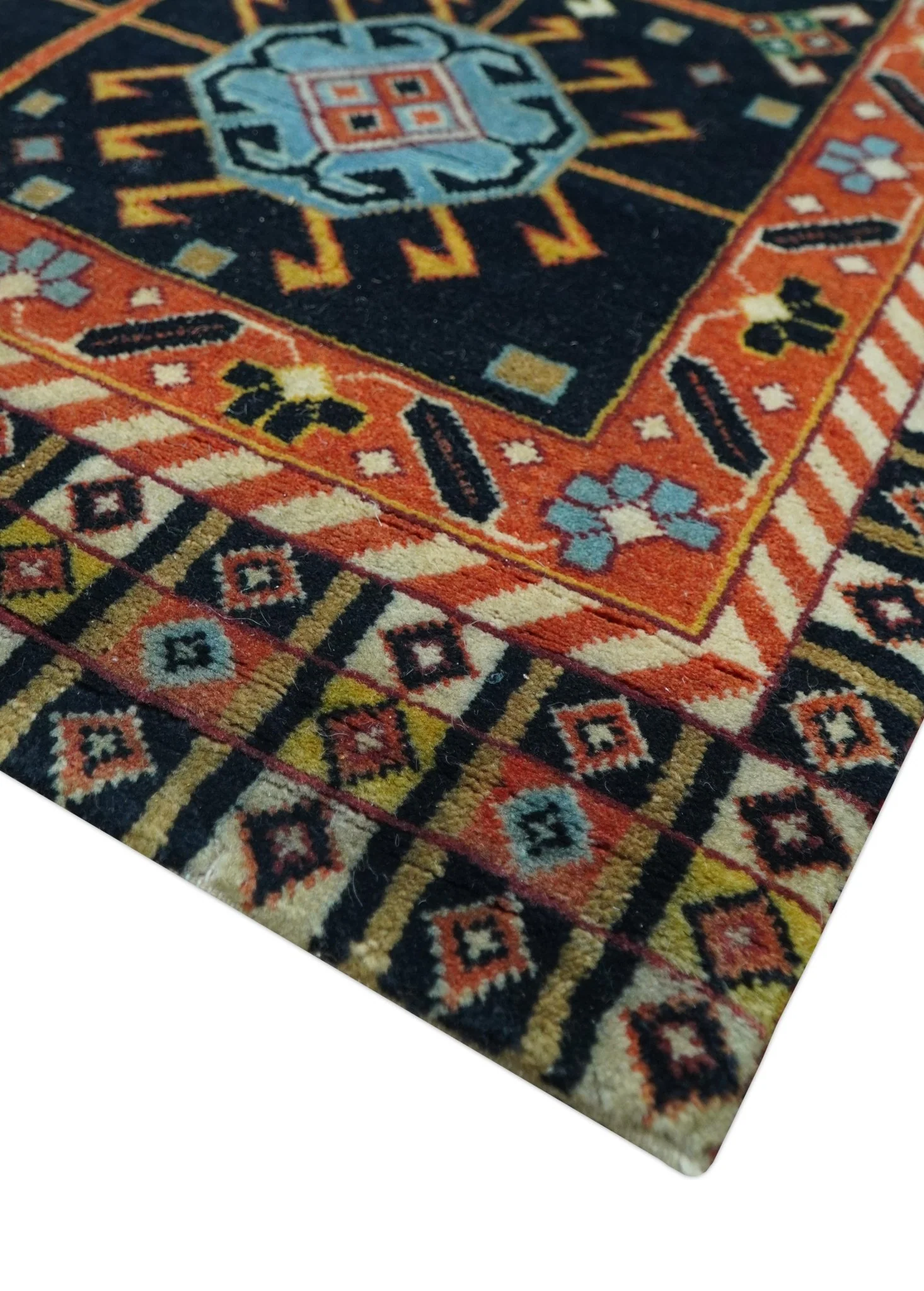 Traditional Tribal Rust And Ivory 8x11 Hand Knotted wool Area Rug - Image 5
