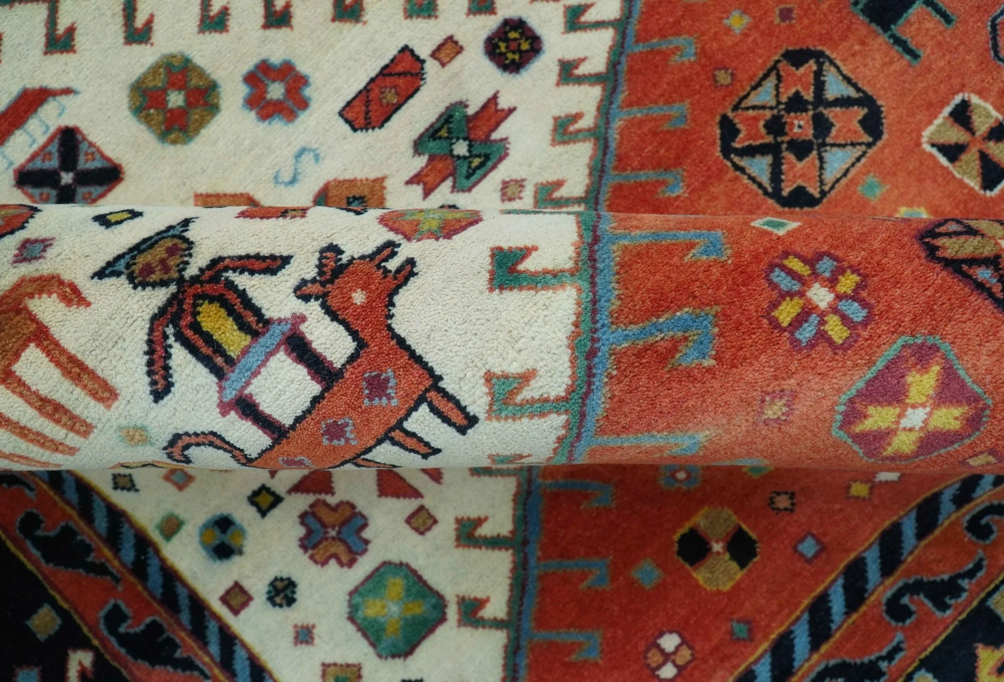 Traditional Tribal Rust And Ivory 8x11 Hand Knotted wool Area Rug - Image 8