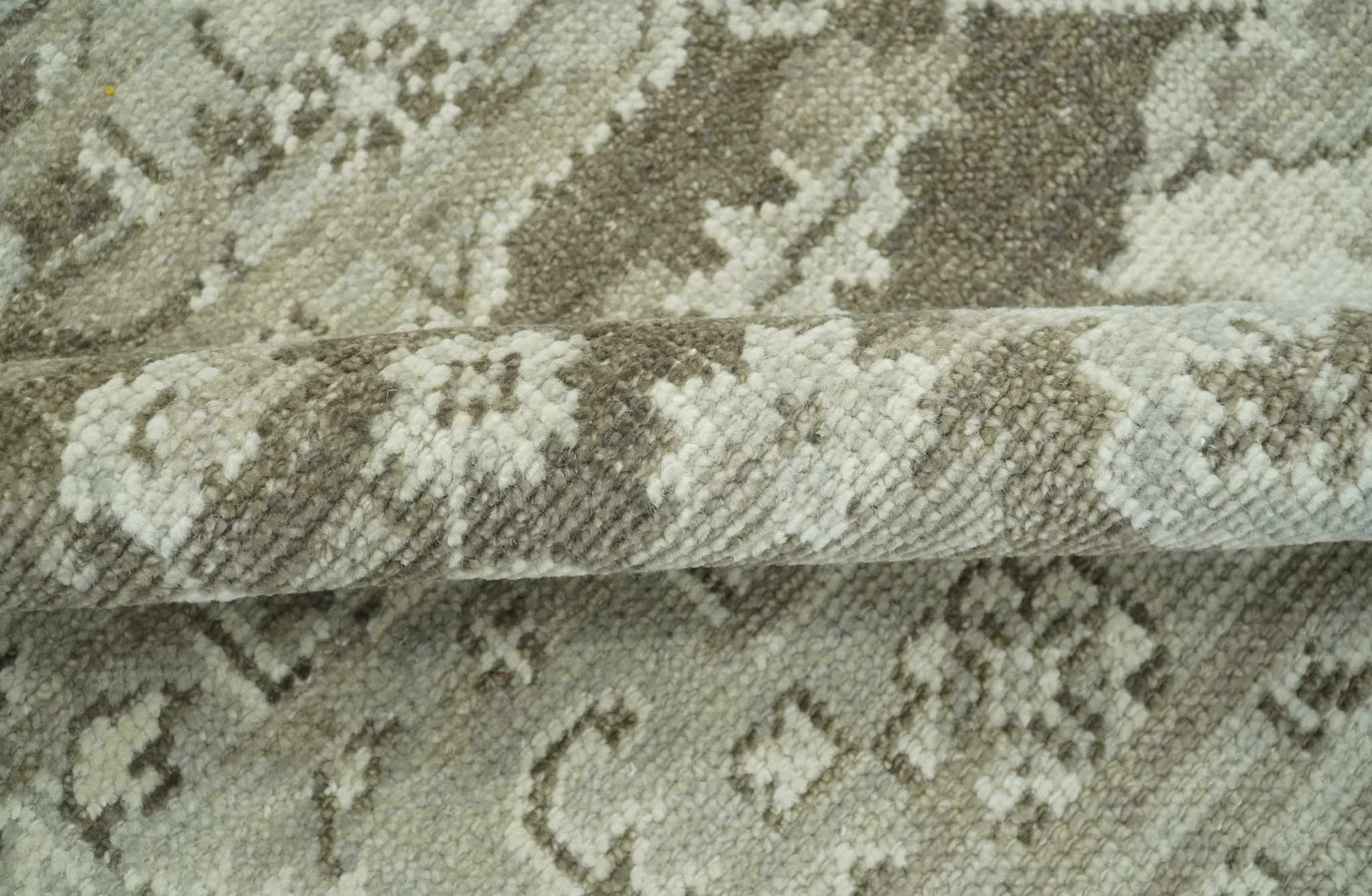 Traditional Turkish Design Beige And Brown Hand Knotted Custom Made wool rug - Image 3