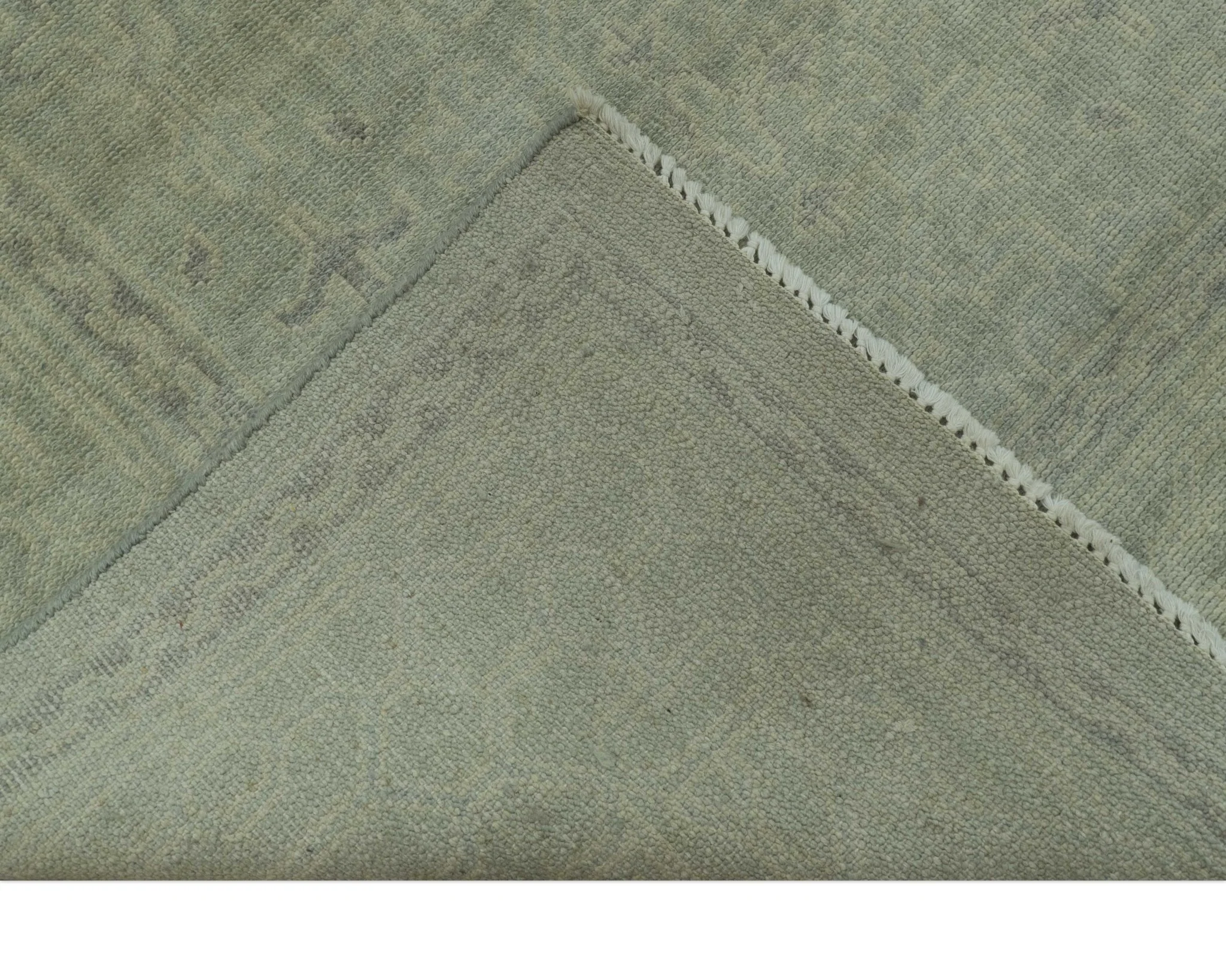Traditional Turkish Fine Blue And Beige 9.7x12 Hand Knotted Wool Rug - Image 7
