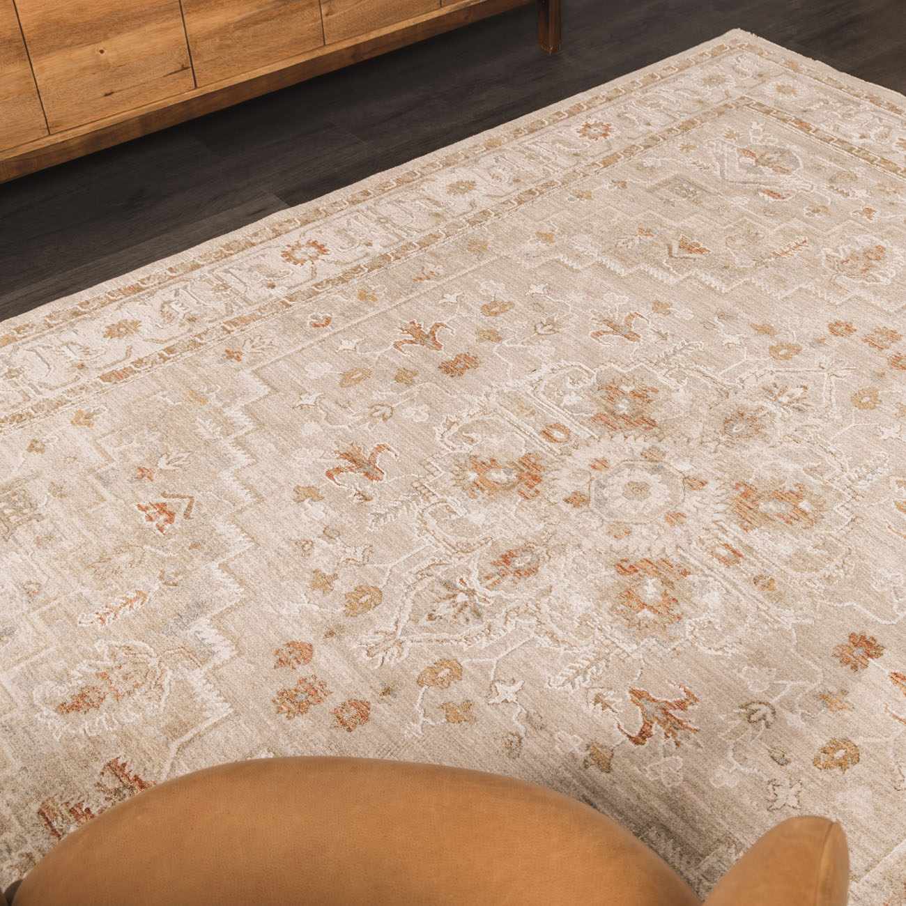 Traditional Turkish Design Beige And Rust Rug - Image 12