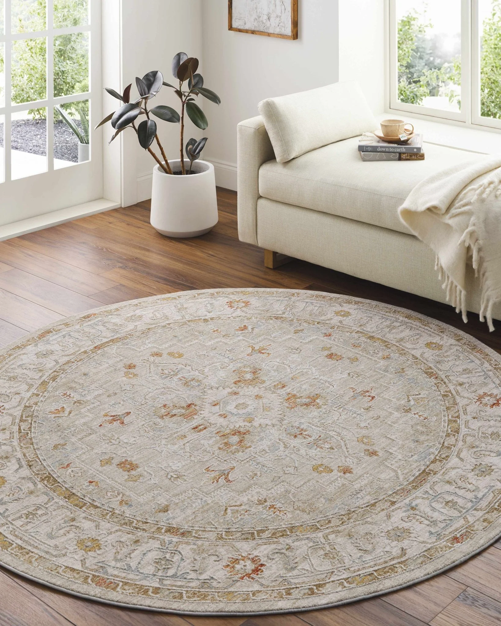 Traditional Turkish Design Beige And Rust Rug - Image 14