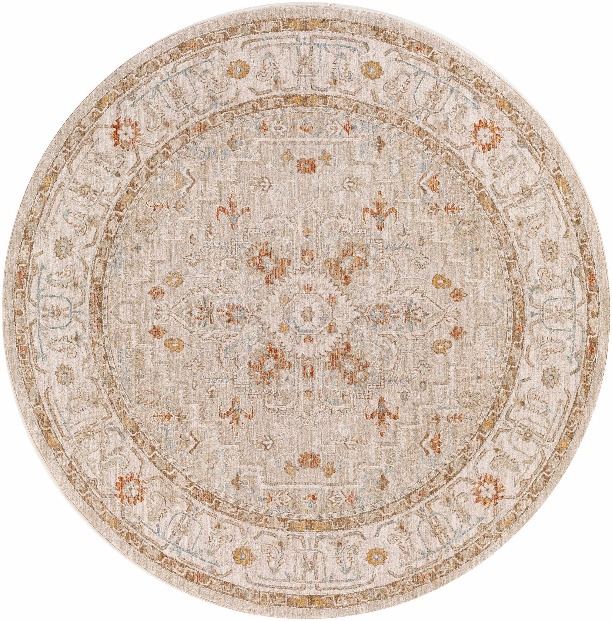 Traditional Turkish Design Beige And Rust Rug - Image 15