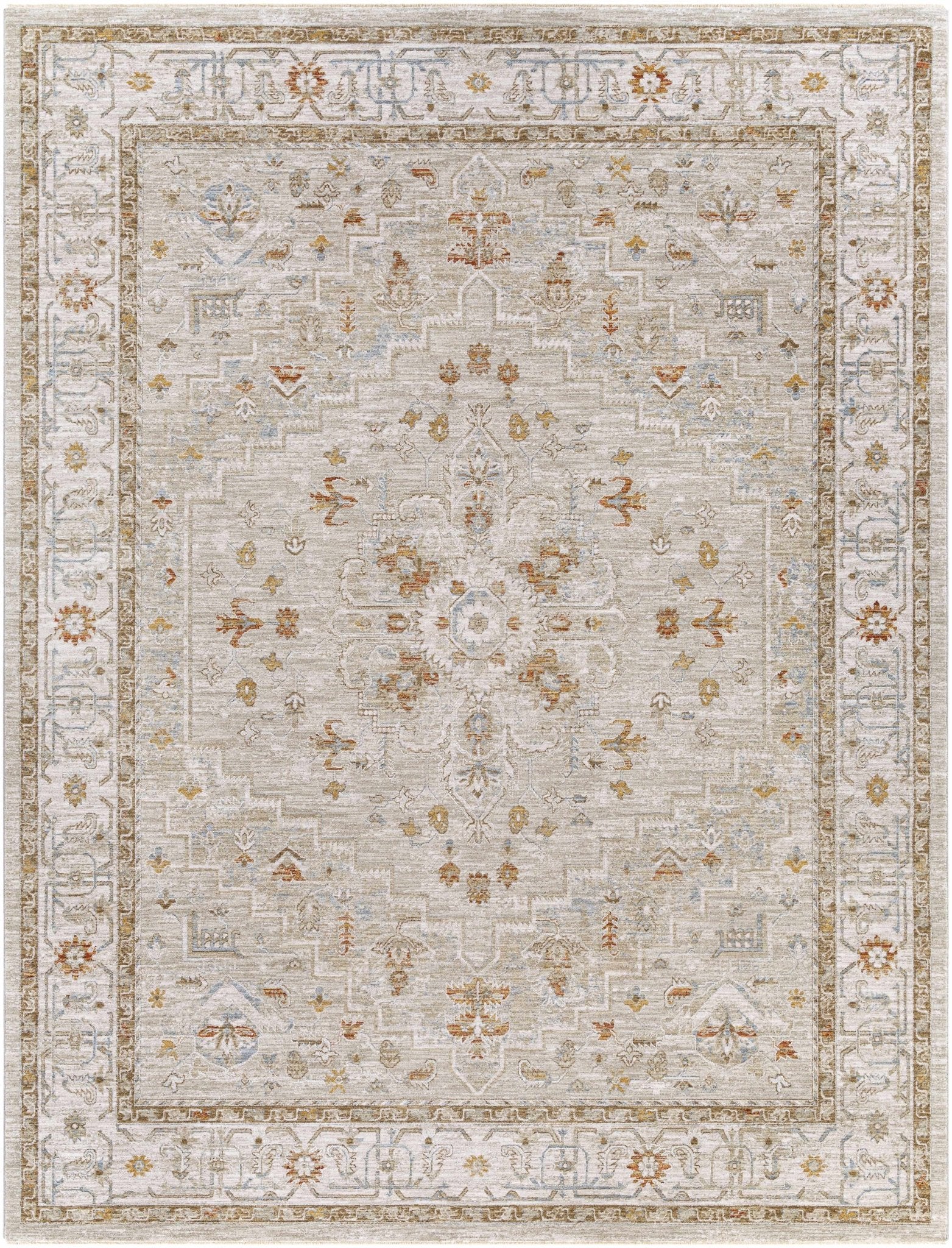 Traditional Turkish Design Beige And Rust Rug - Image 19