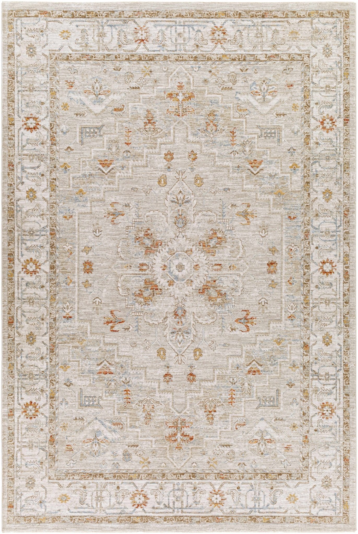 Traditional Turkish Design Beige And Rust Rug - Image 22