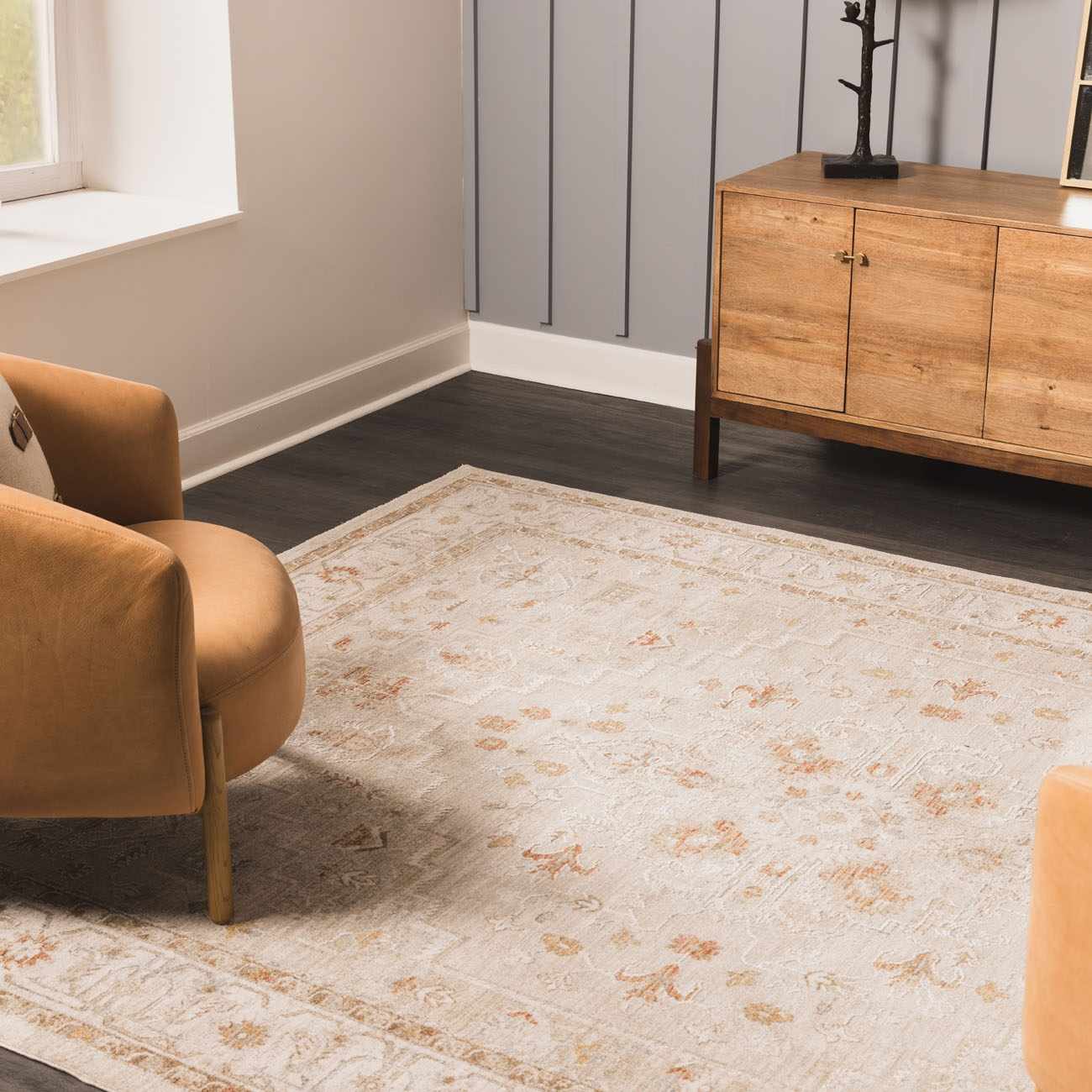 Traditional Turkish Design Beige And Rust Rug - Image 8