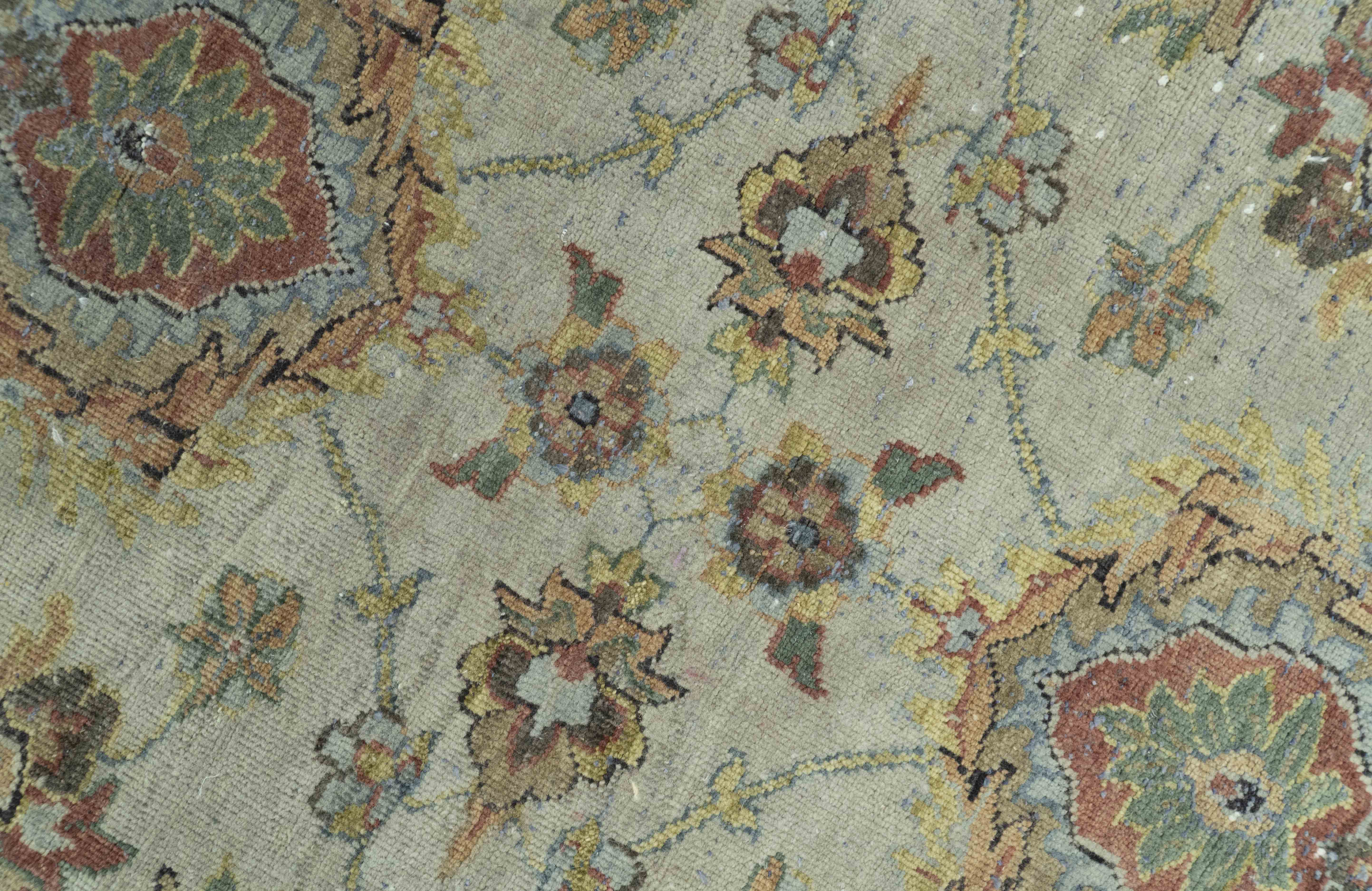 Traditional Turkish Design Beige and Rust 6x8.6 Hand Knotted Wool Area Rug - Image 4