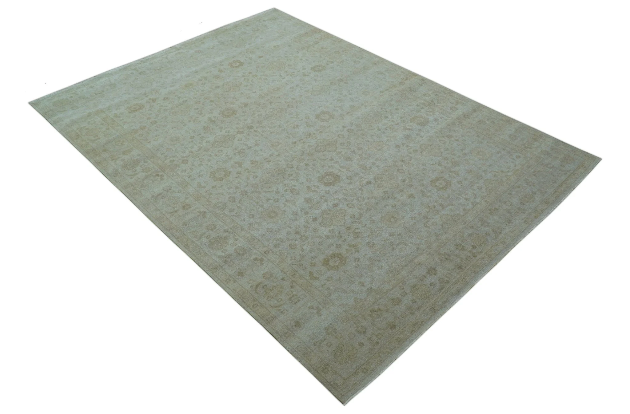Traditional Turkish Design Beige Hand Knotted 9x12 Wool Area Rug - Image 11