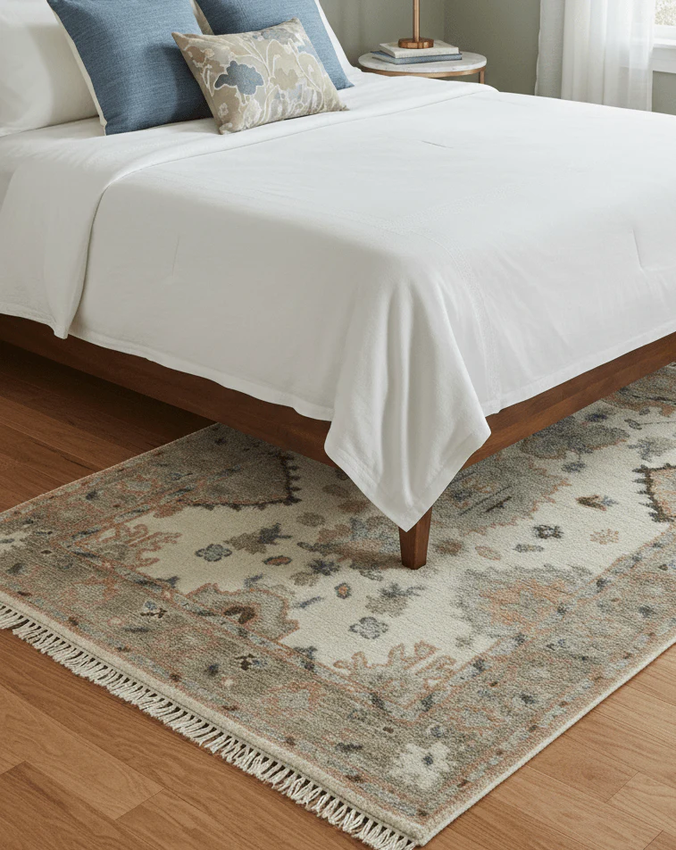 Traditional Turkish Design Beige 4x6 Hand knotted Wool Area Rug - Image 2