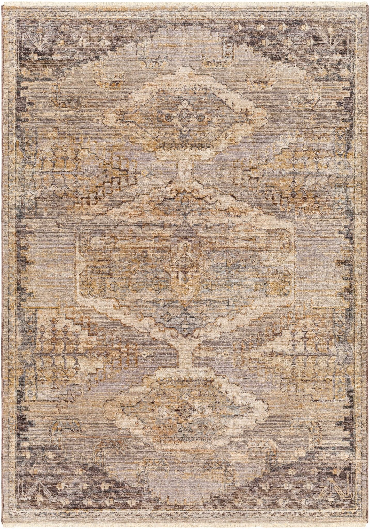 Traditional Turkish Design Beige Machine Woven Rug - Image 2