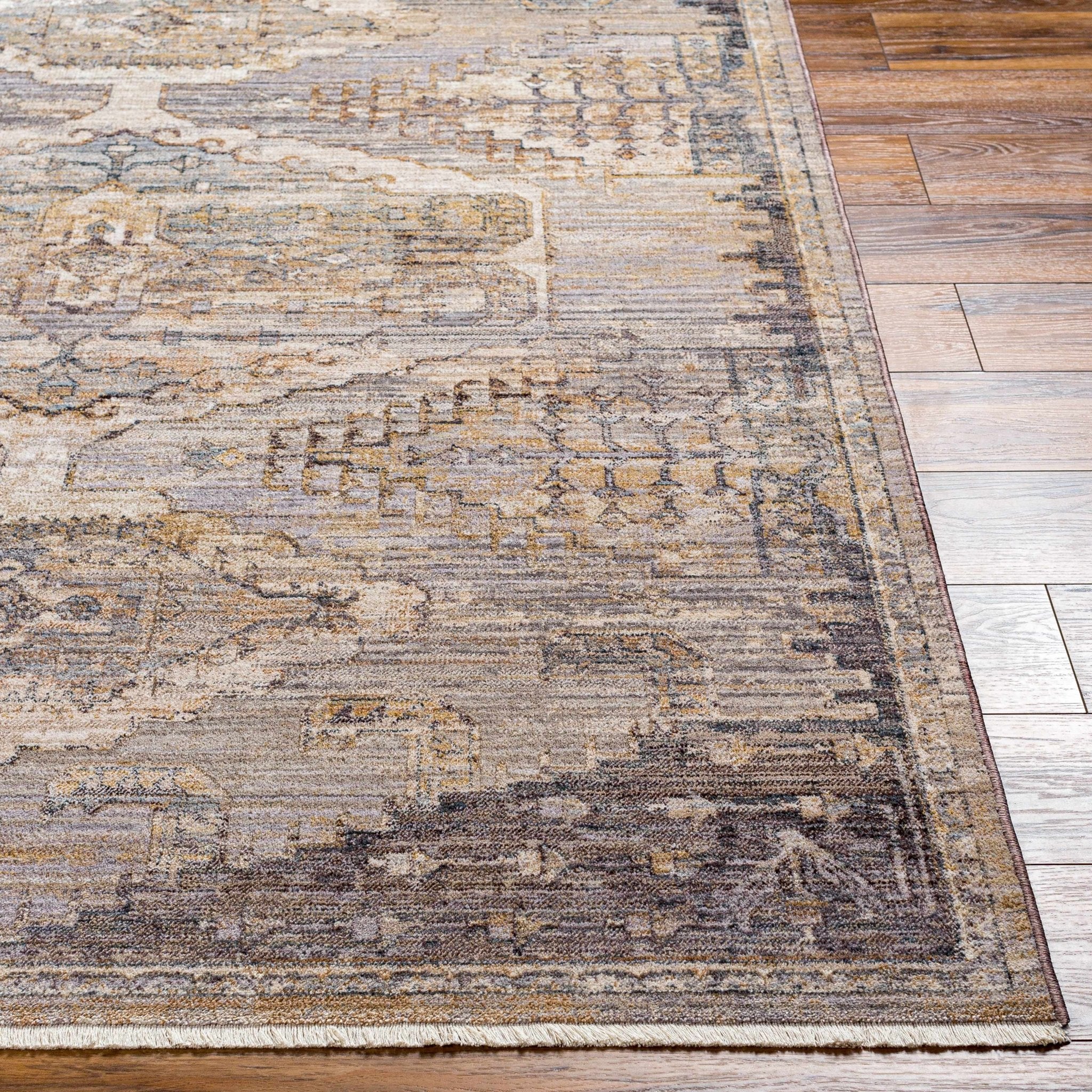 Traditional Turkish Design Beige Machine Woven Rug - Image 5