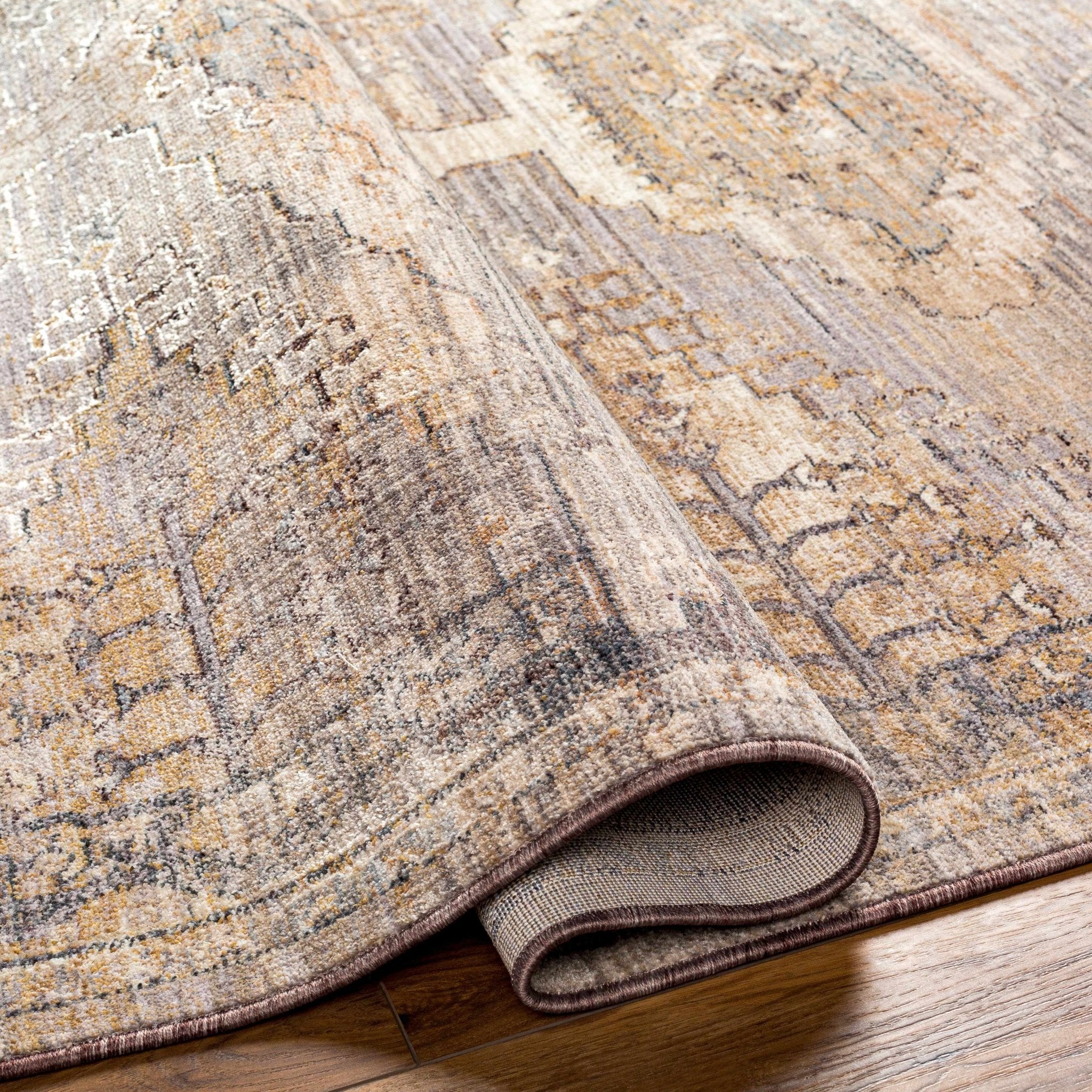 Traditional Turkish Design Beige Machine Woven Rug - Image 6
