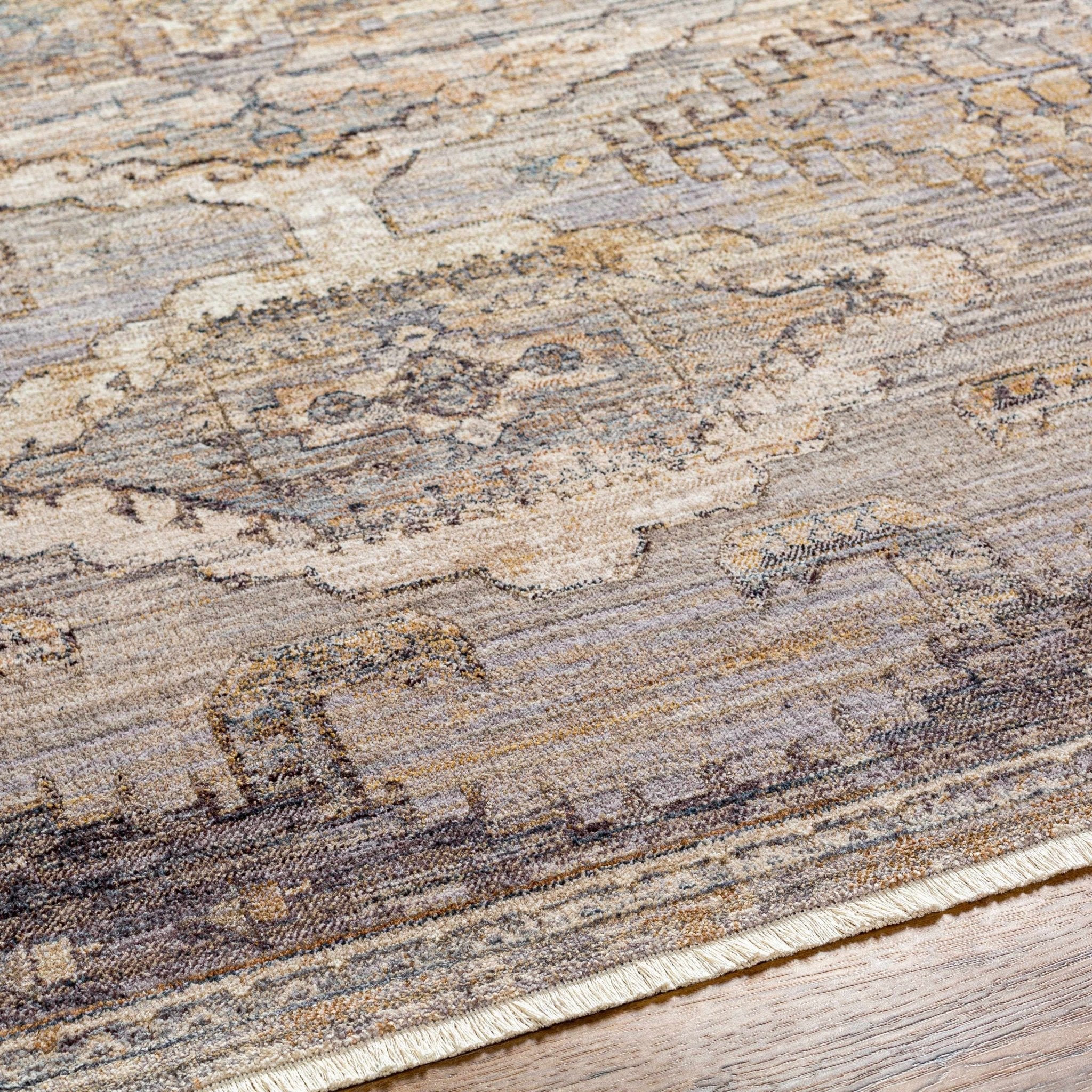 Traditional Turkish Design Beige Machine Woven Rug - Image 7