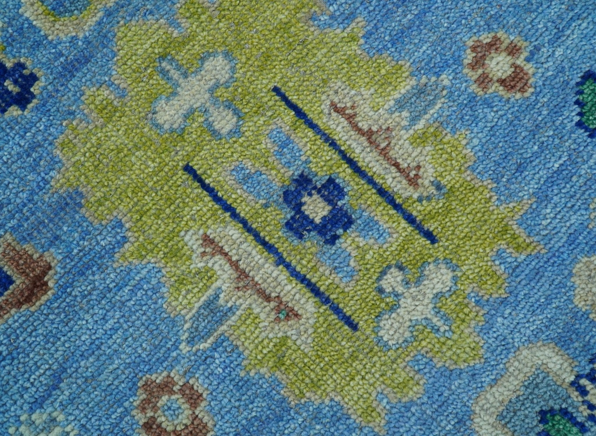 Traditional Turkish Design Blue And Ivory 8x10 Hand knotted Wool Rug - Image 7