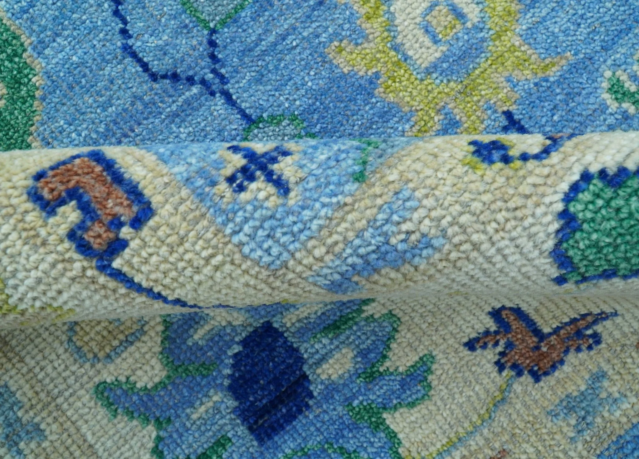 Traditional Turkish Design Blue And Ivory 8x10 Hand knotted Wool Rug - Image 8